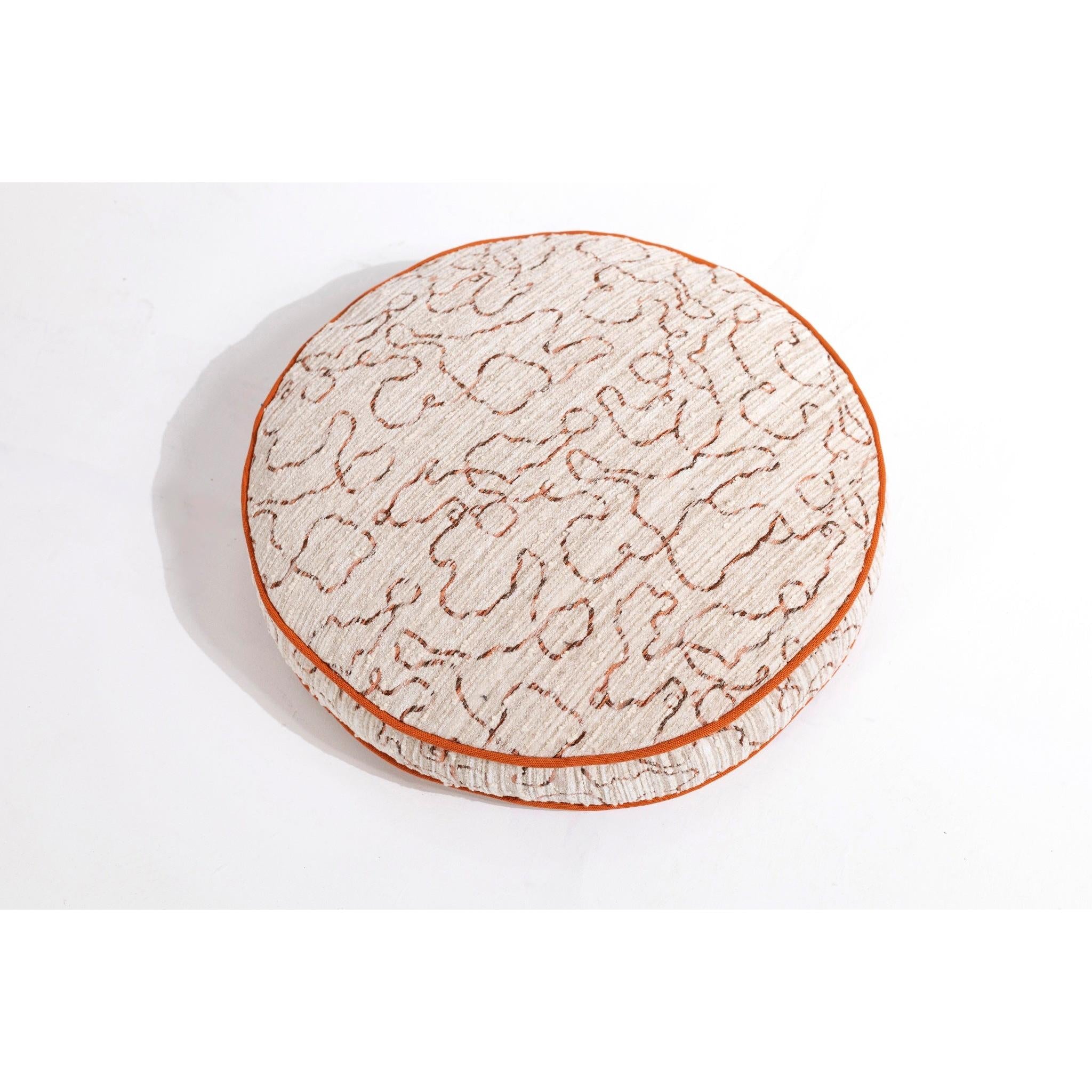 Dalga Desenli Turuncu Yuvarlak Şönil Kırlent