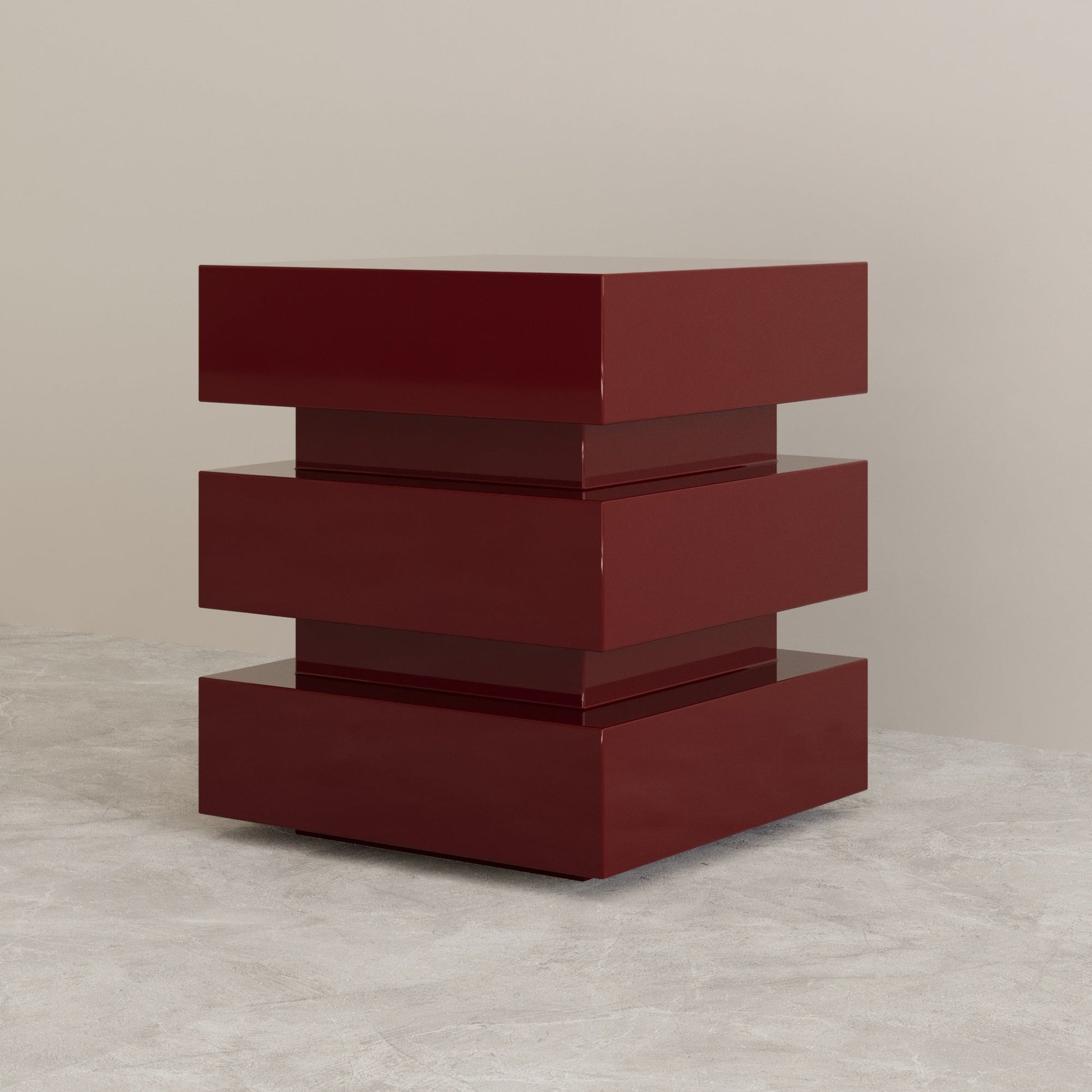 De Stijl Cubic Yan Sehpa / Tabure Küçük, Bej