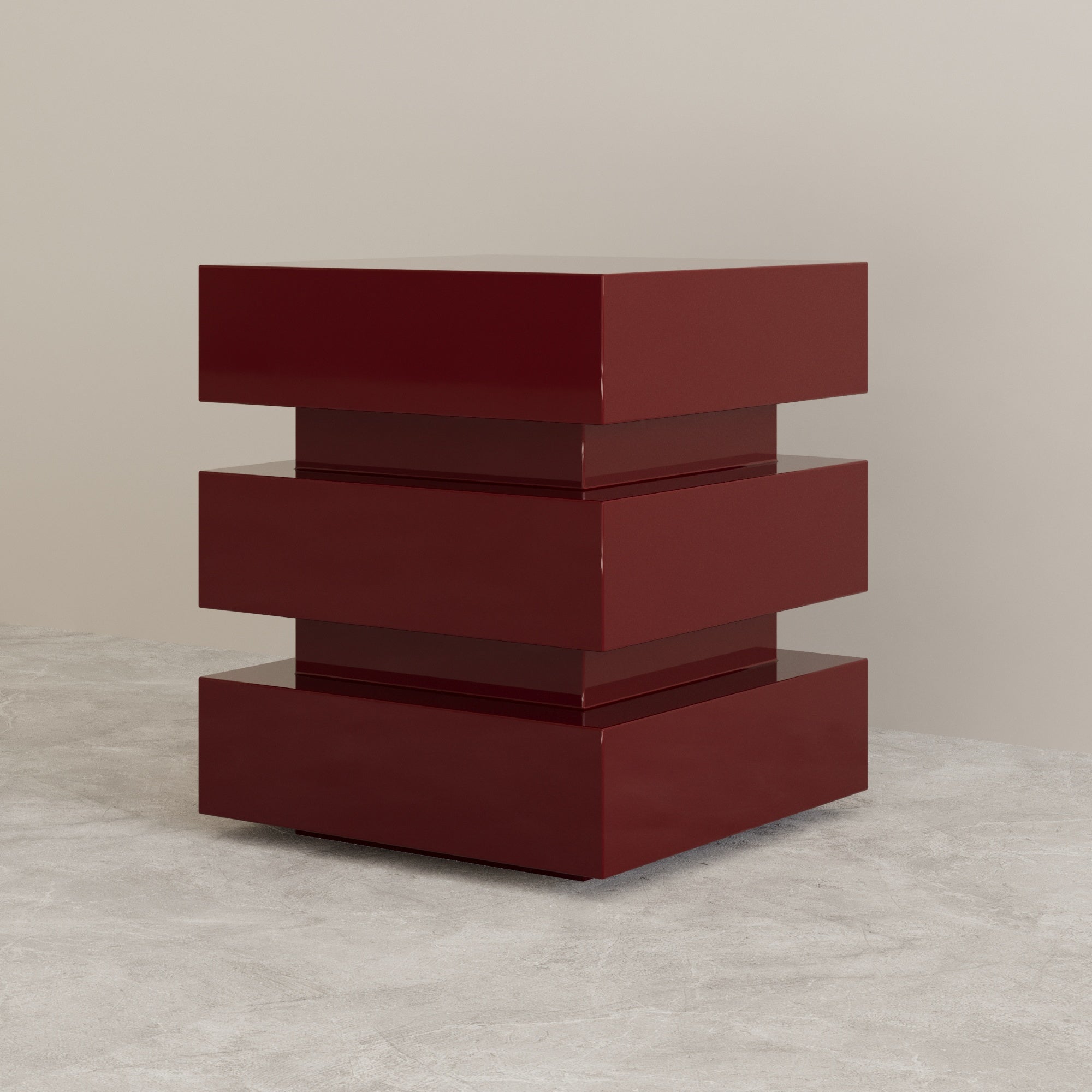 De Stijl Cubic Yan Sehpa / Tabure Küçük, Bej