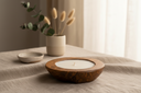 Dekoratif Mum Teak Yuvarlak Form
