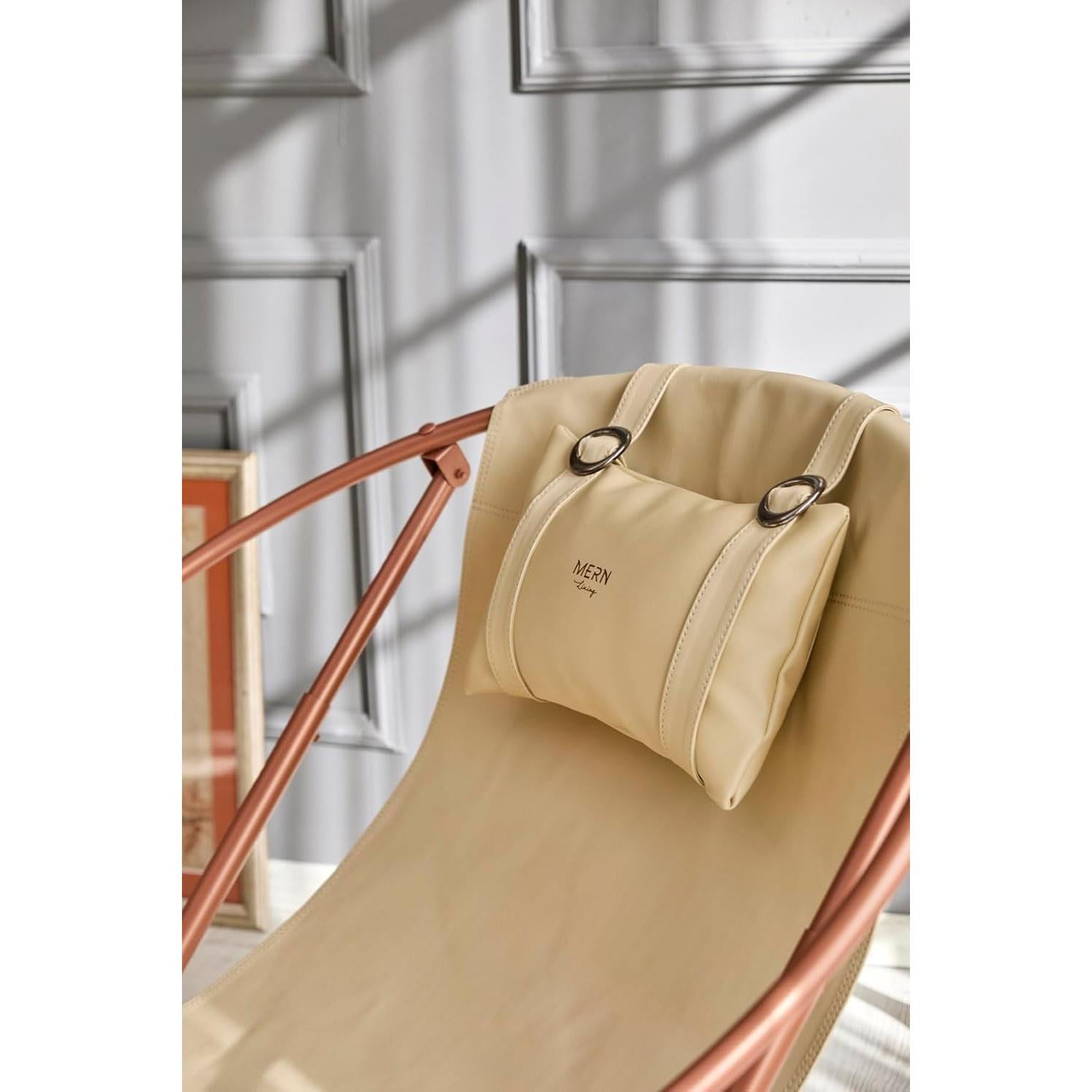 Deri Katlanır Sandalye - Bej