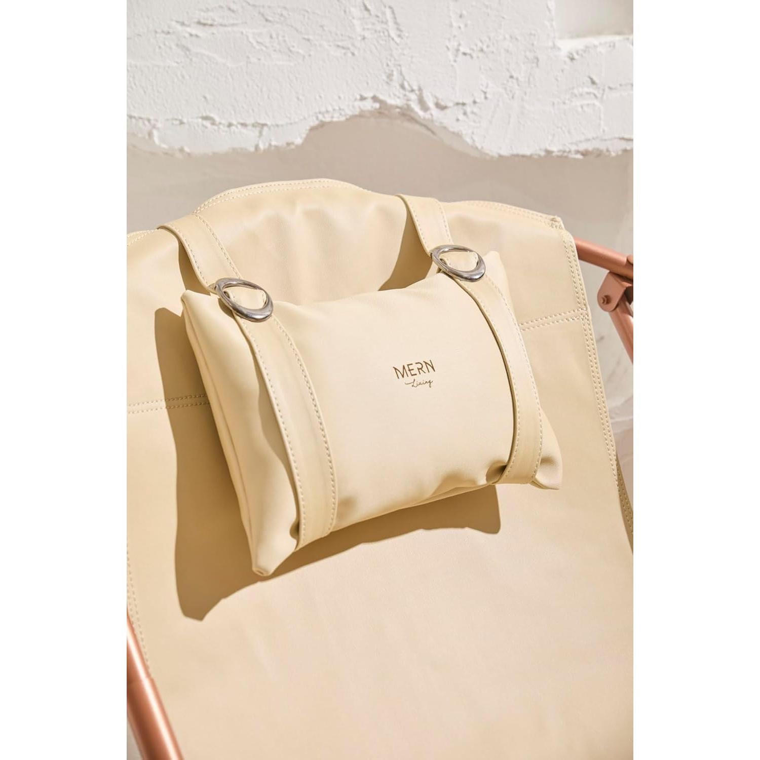 Deri Katlanır Sandalye - Bej