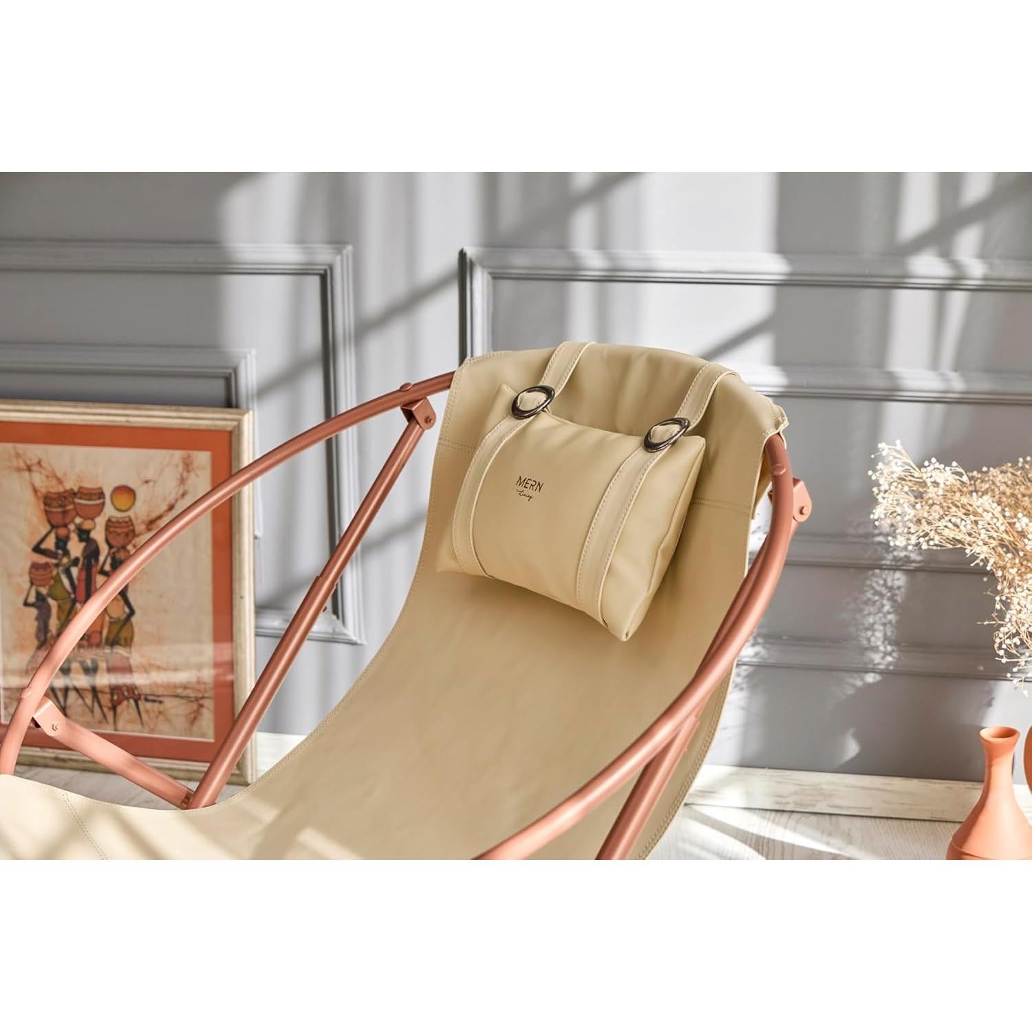 Deri Katlanır Sandalye - Bej