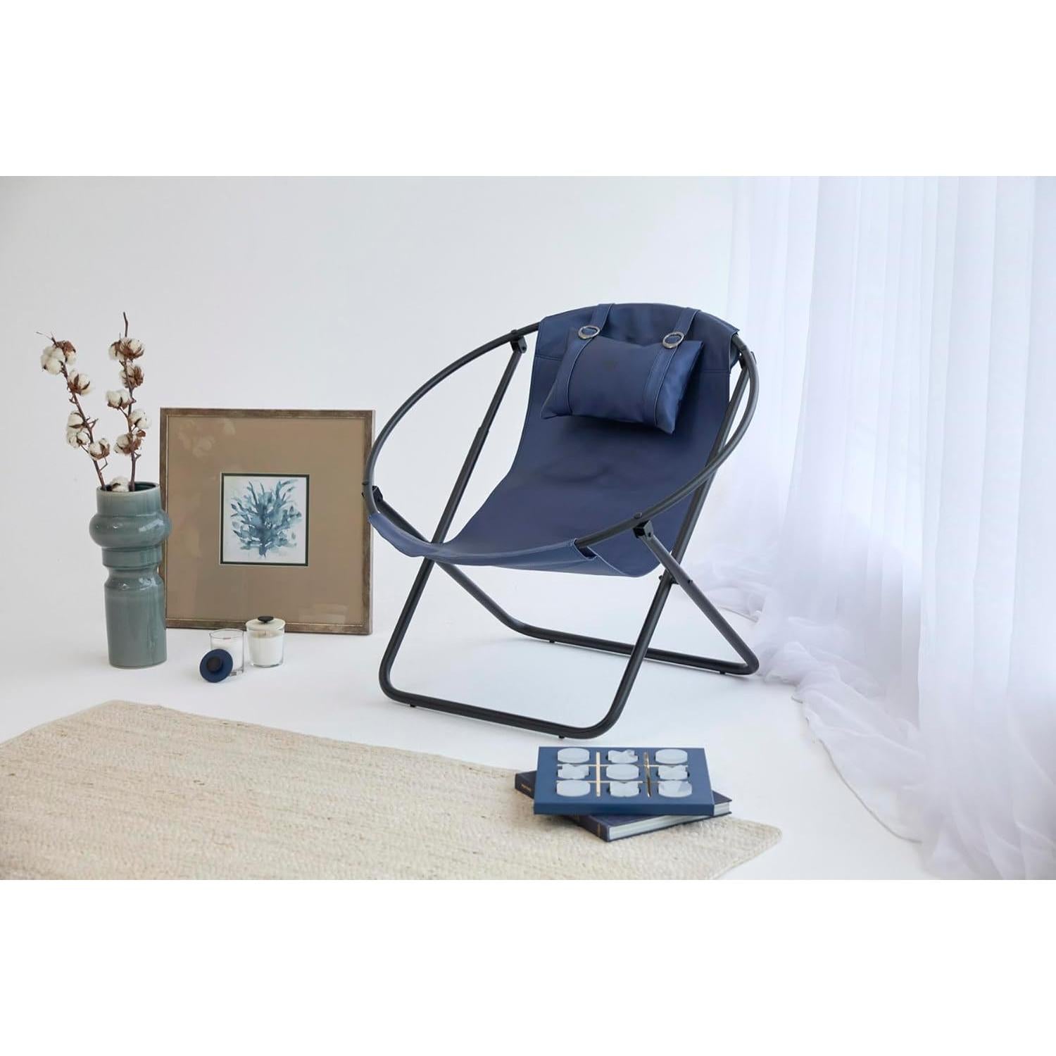 Deri Katlanır Sandalye - Indigo