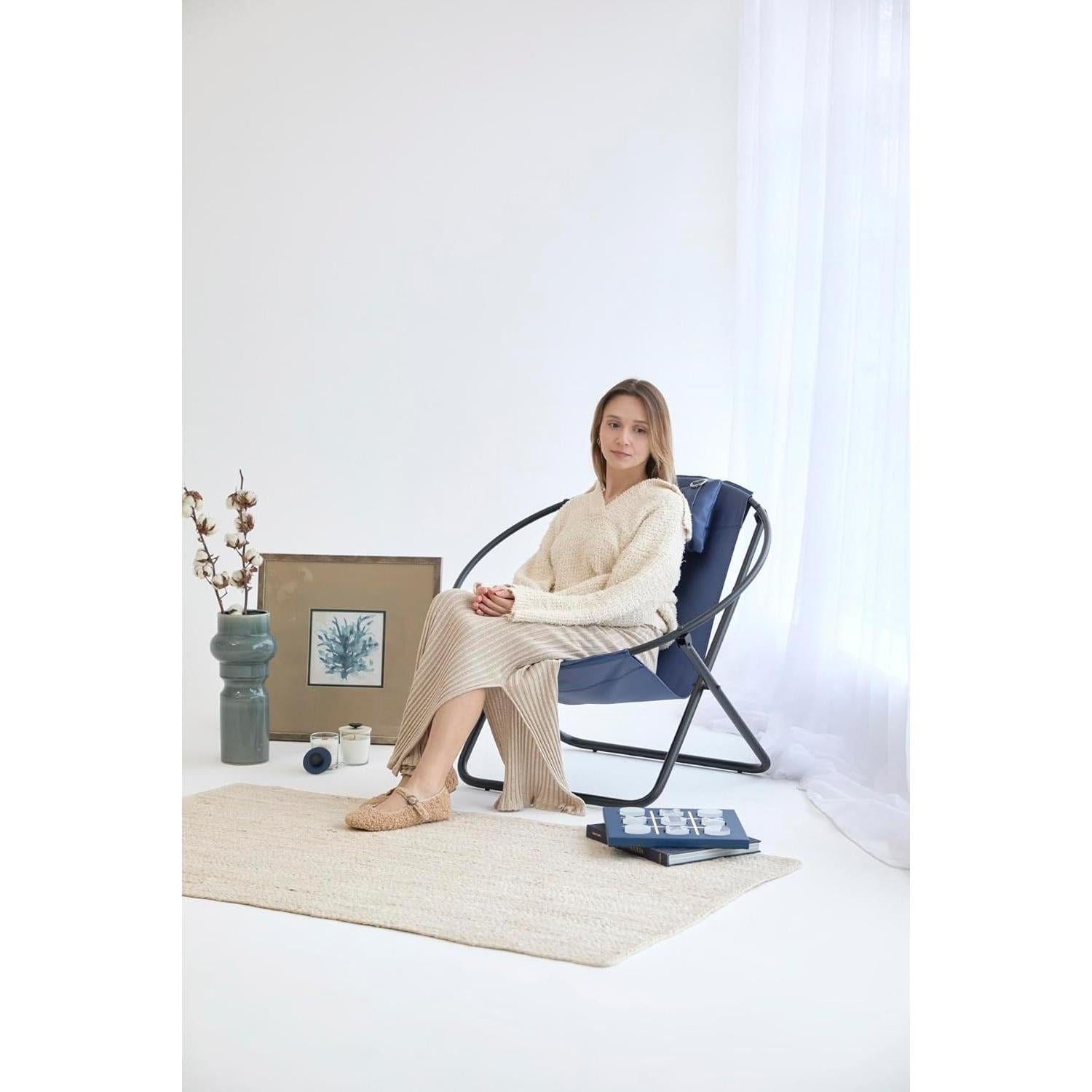 Deri Katlanır Sandalye - Indigo