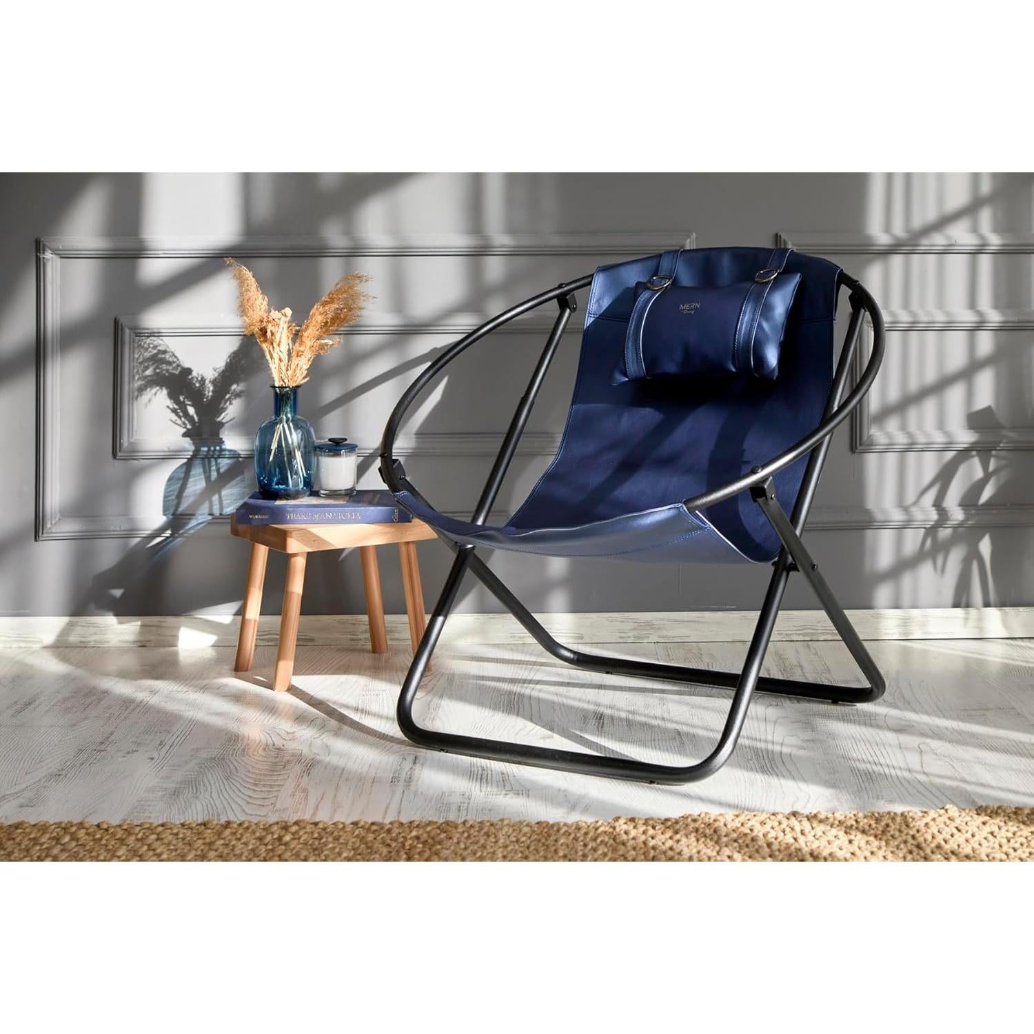 Deri Katlanır Sandalye - Indigo