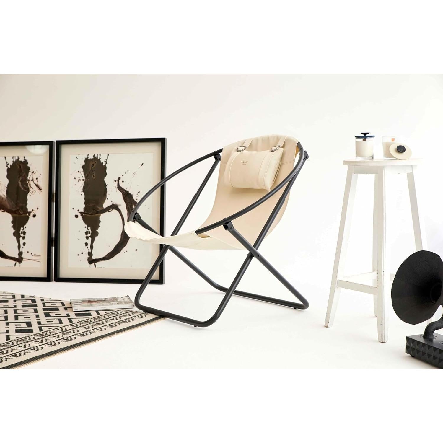 Deri Katlanır Sandalye - Off White