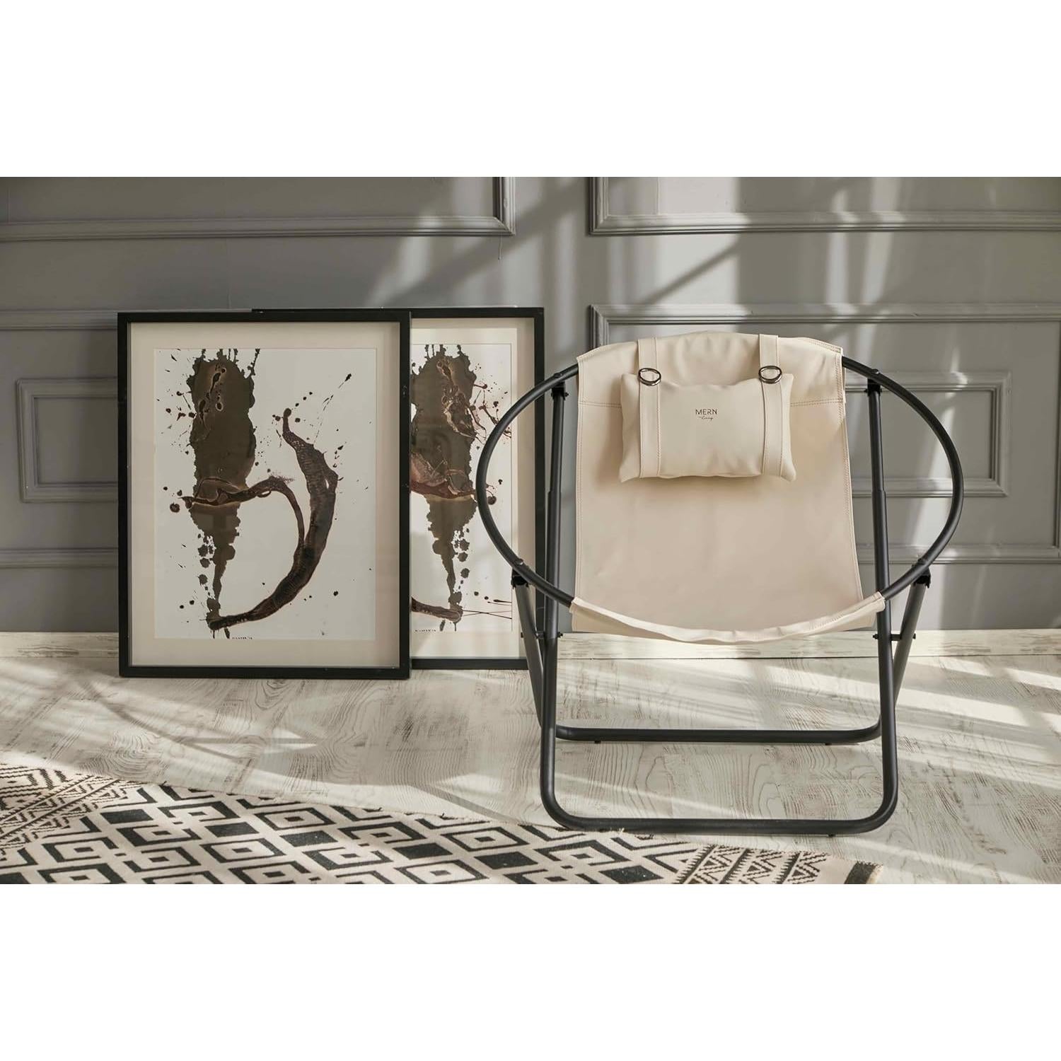 Deri Katlanır Sandalye - Off White