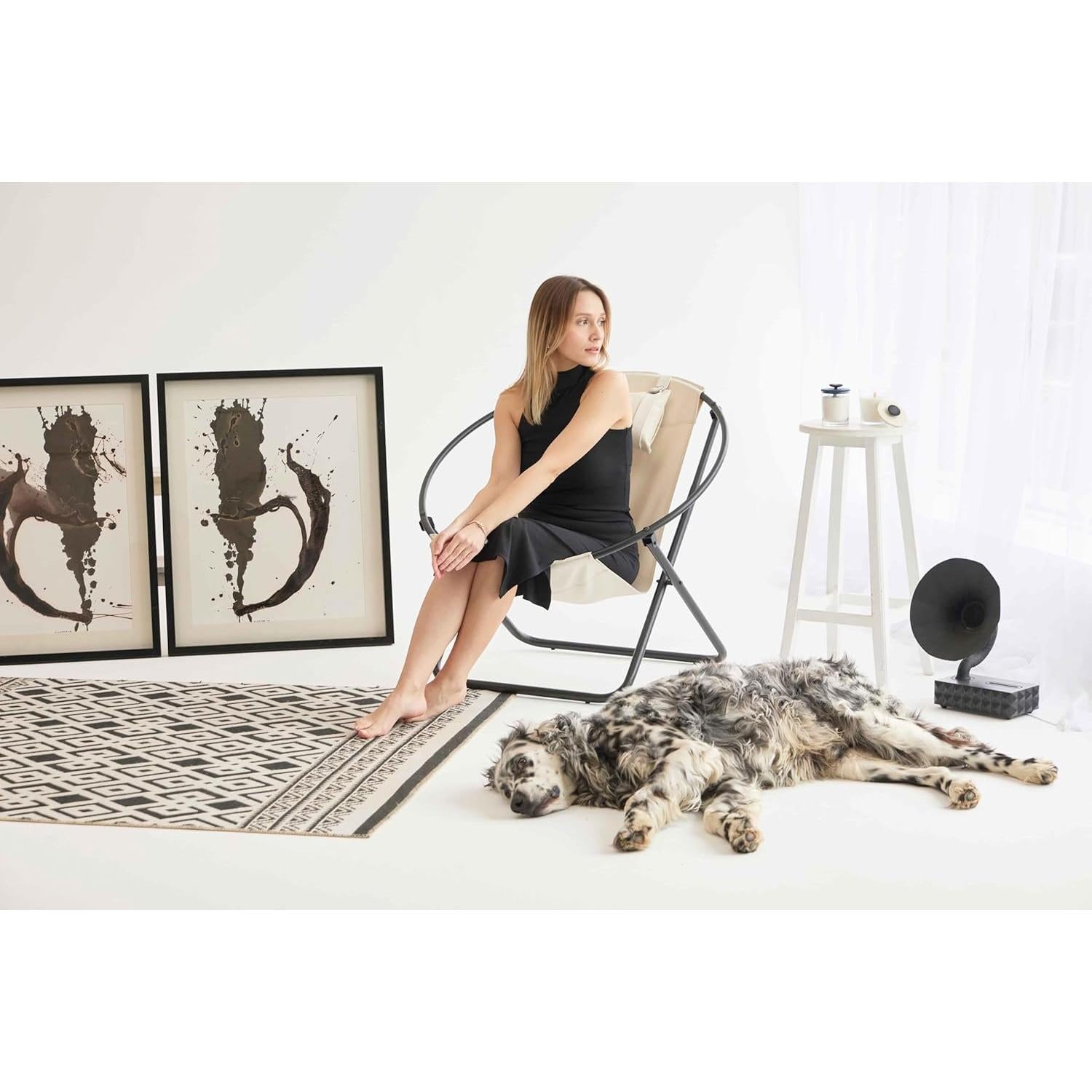 Deri Katlanır Sandalye - Off White