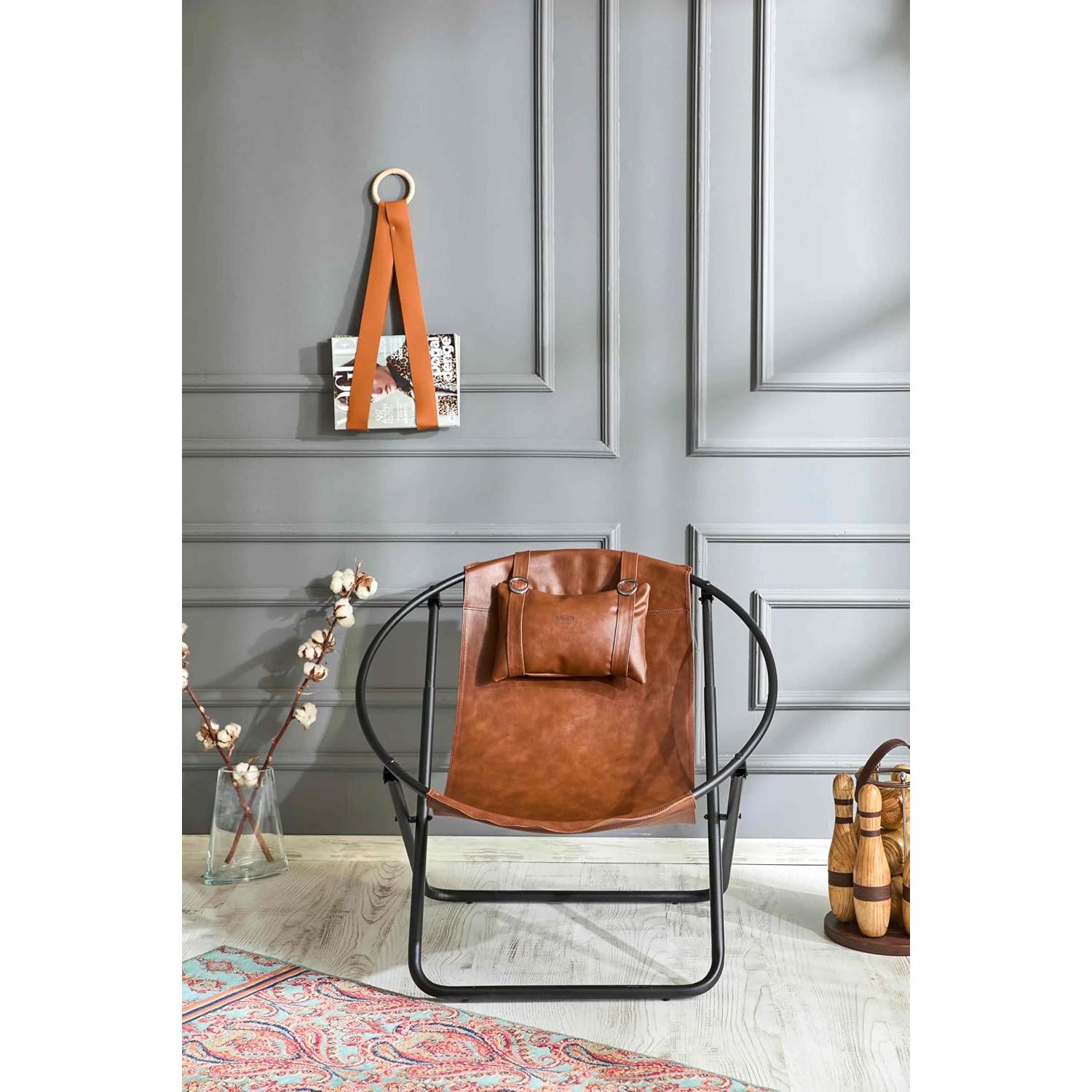 Deri Katlanır Sandalye - Taba