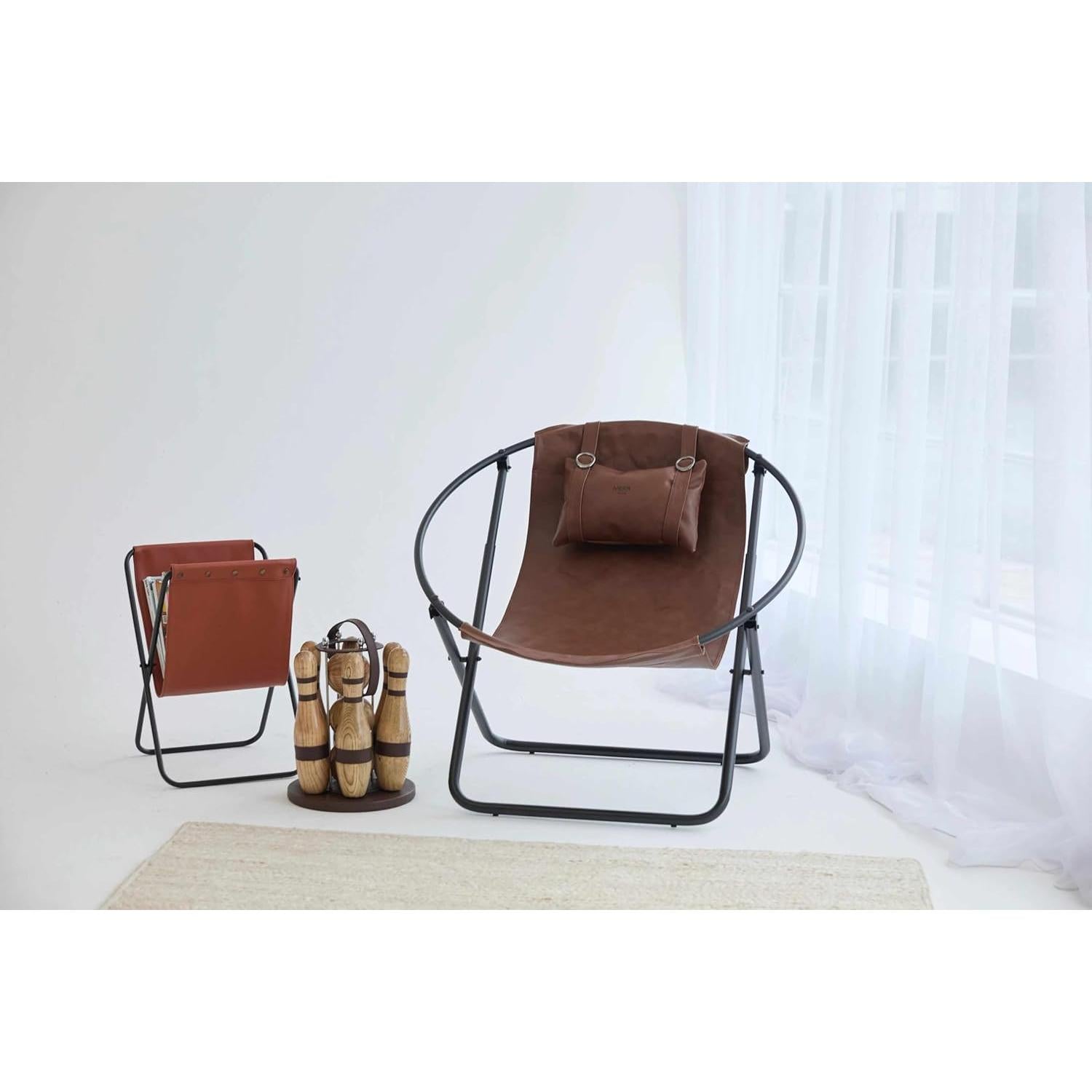 Deri Katlanır Sandalye - Taba