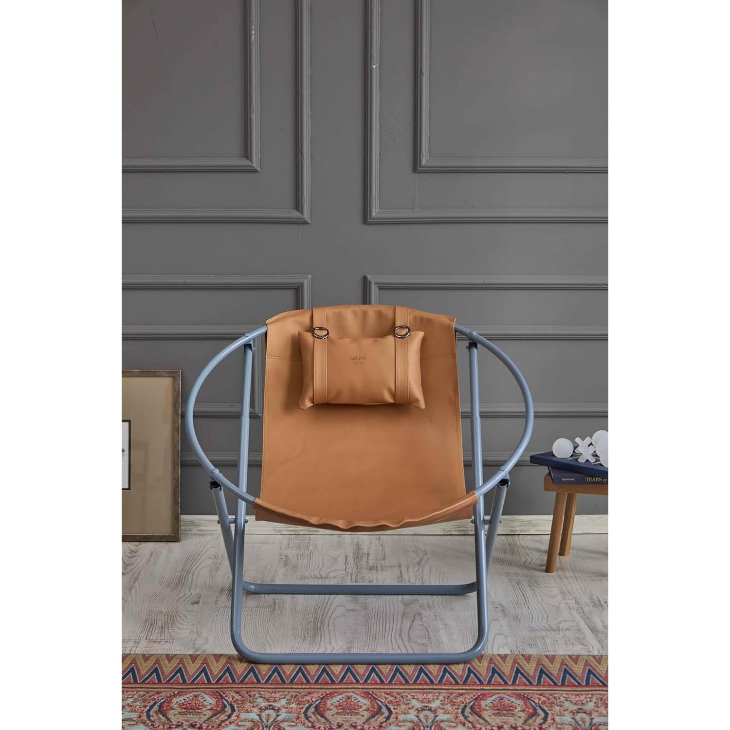 Deri Katlanır Sandalye - Turuncu