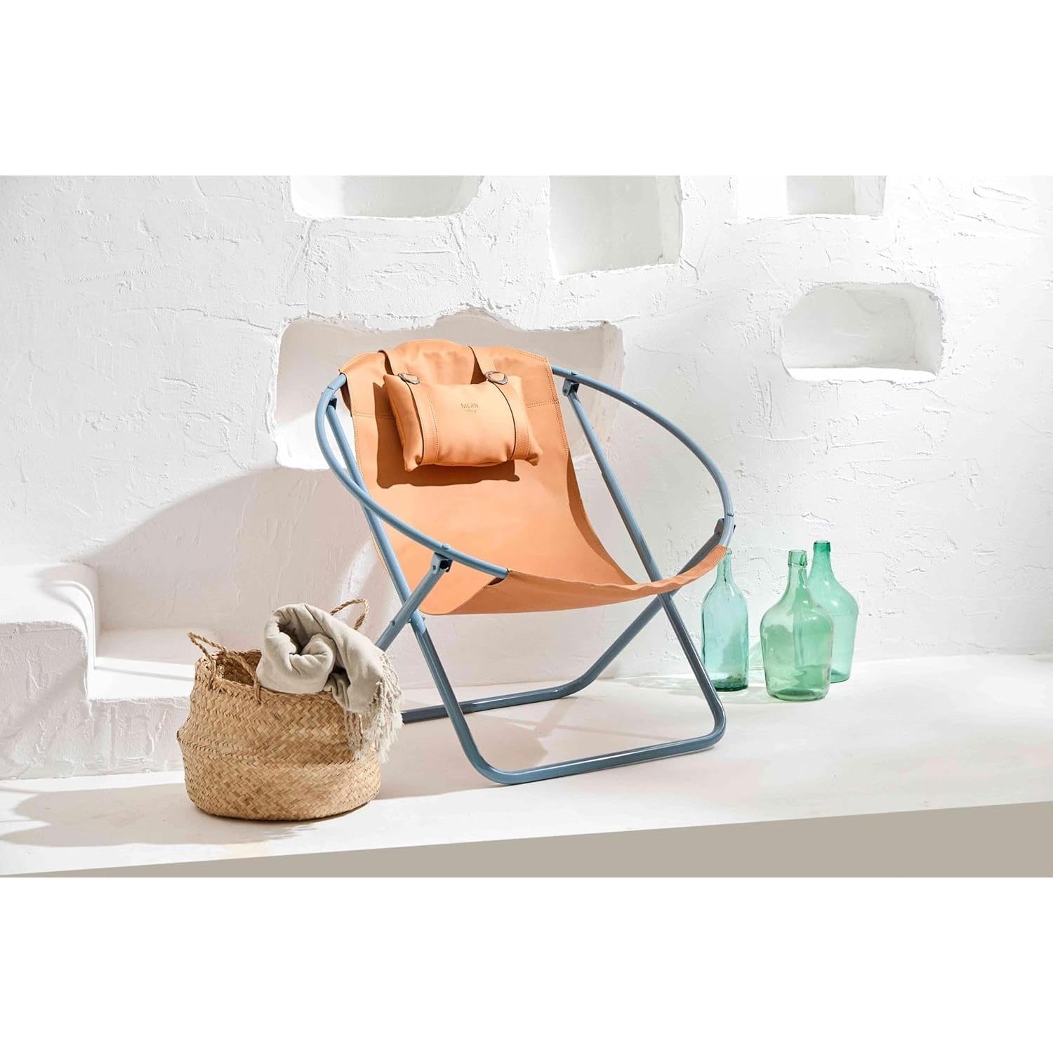 Deri Katlanır Sandalye - Turuncu