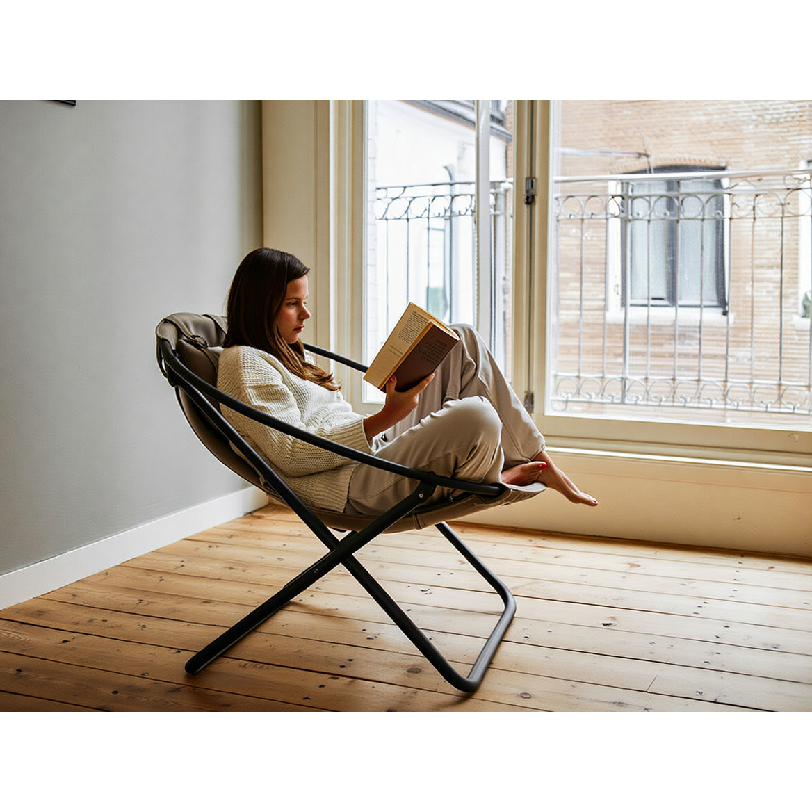 Deri Katlanır Sandalye - Vizon