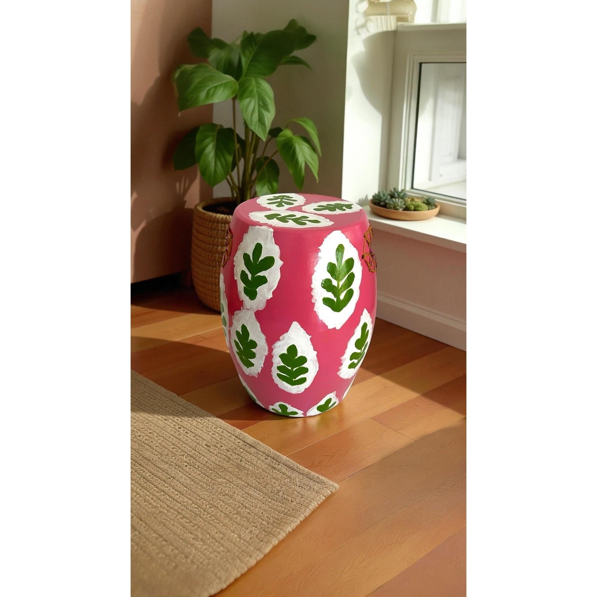 Desenli Pembe Seramik Sehpa