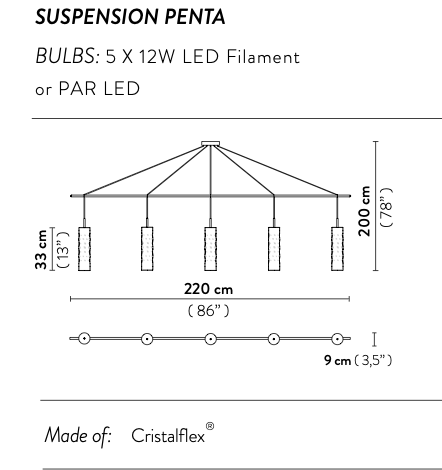 Dimple Penta Beşli Sarkıt Aydınlatma