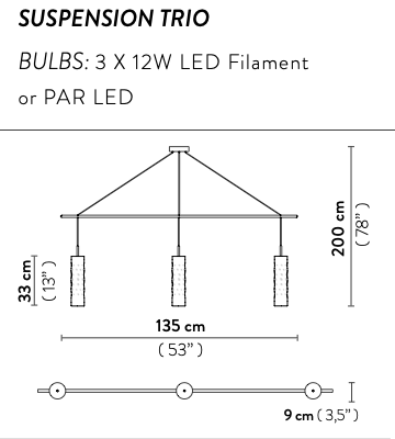 Dimple Trio Üçlü Sarkıt Avize