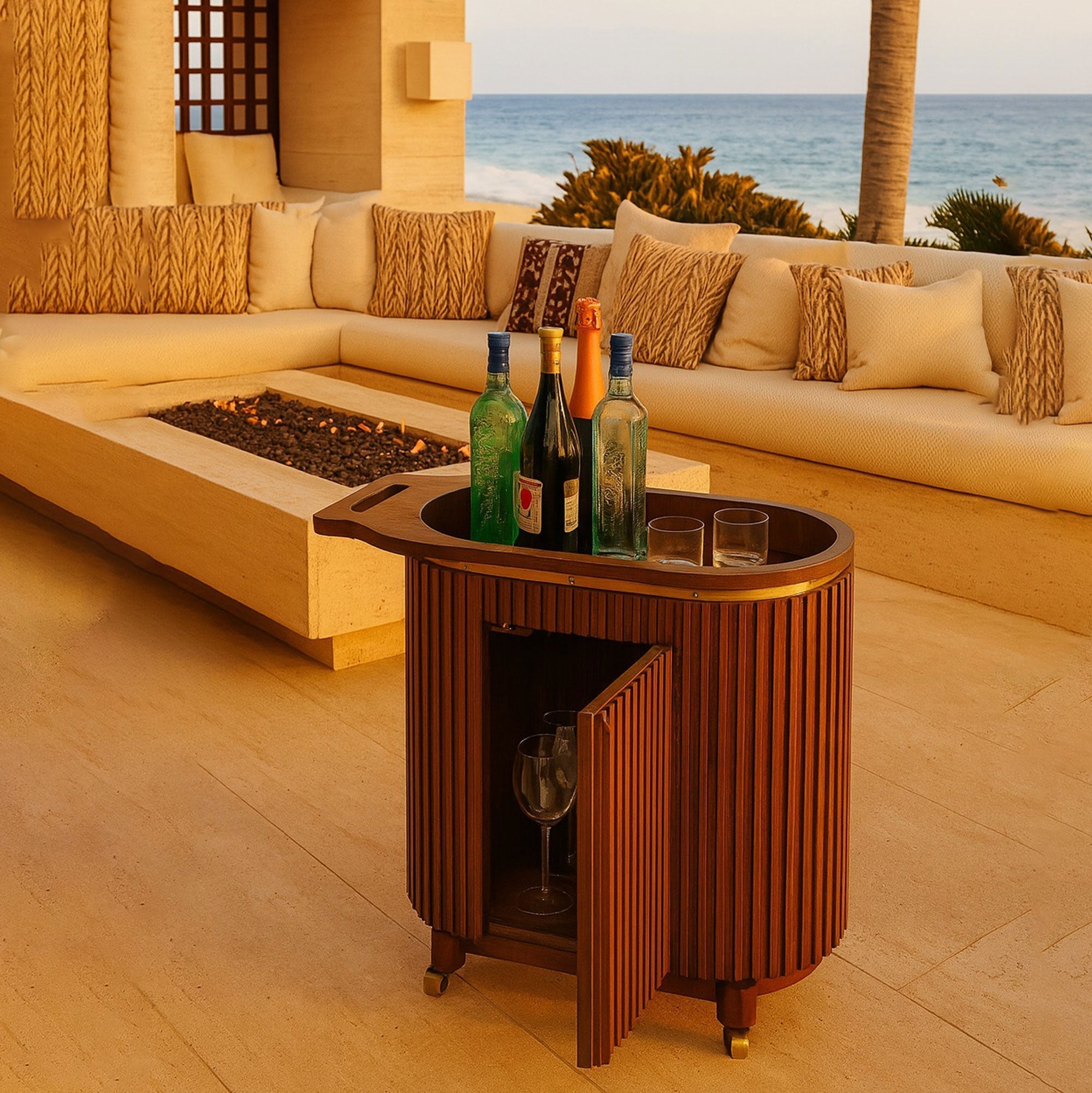 Docia Masif Meşe Servis Sunum Arabası