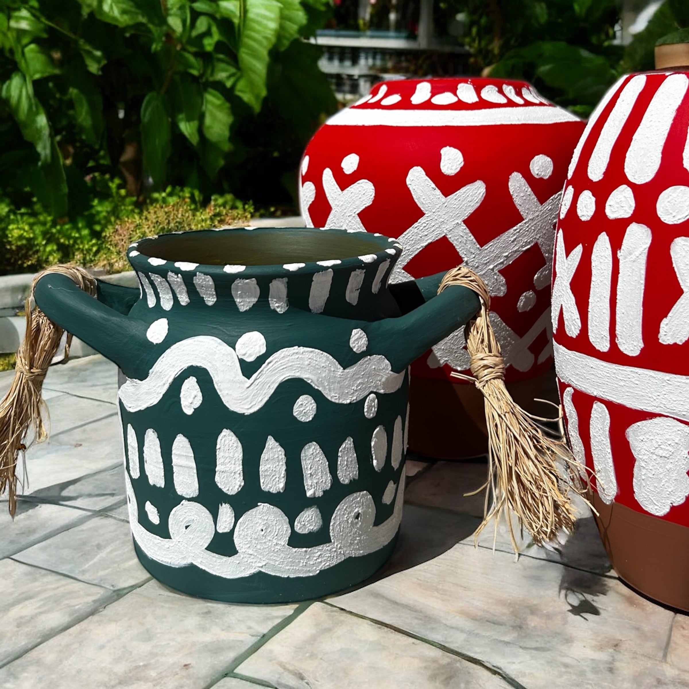 Dokulu Yeşil Seramik Vazo