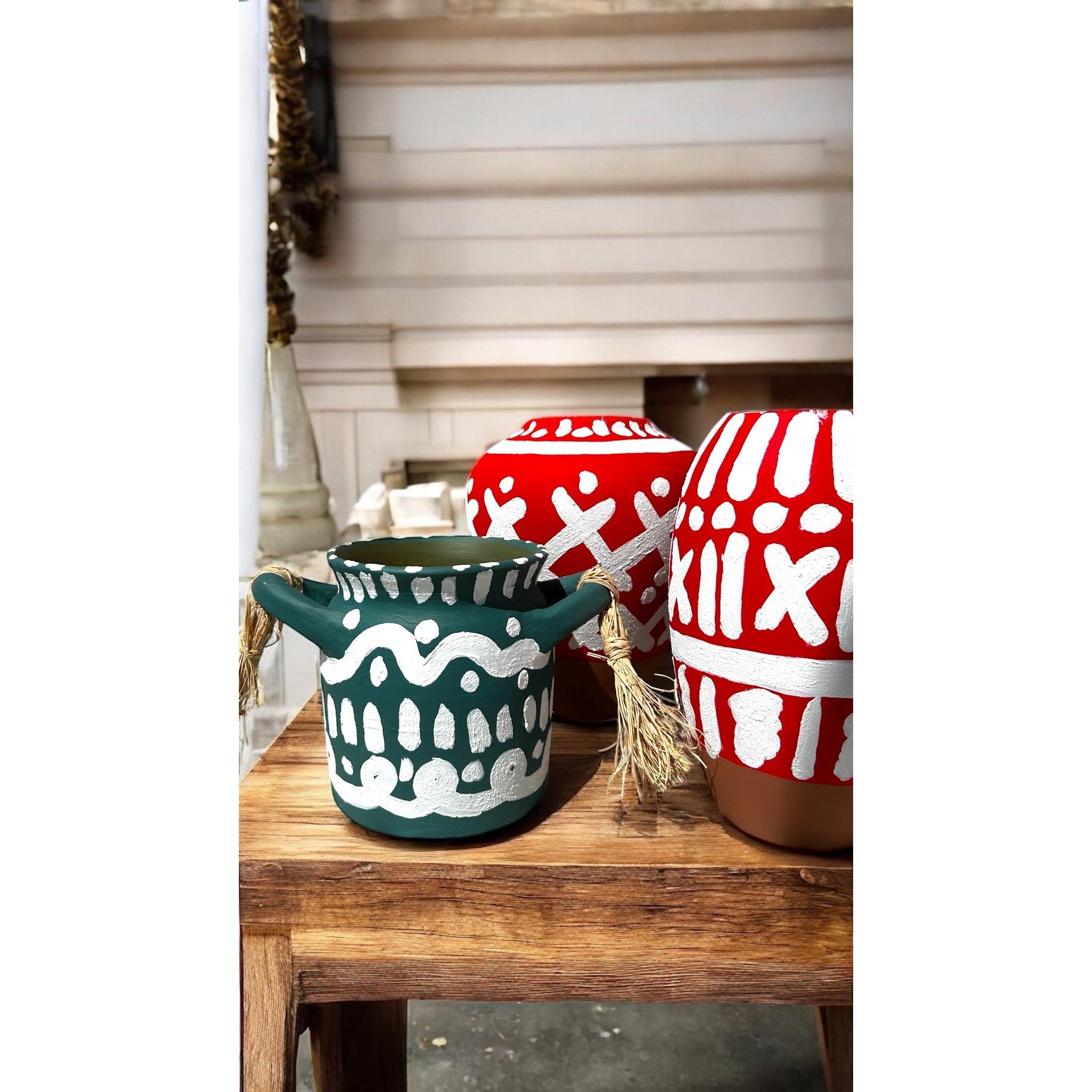 Dokulu Yeşil Seramik Vazo