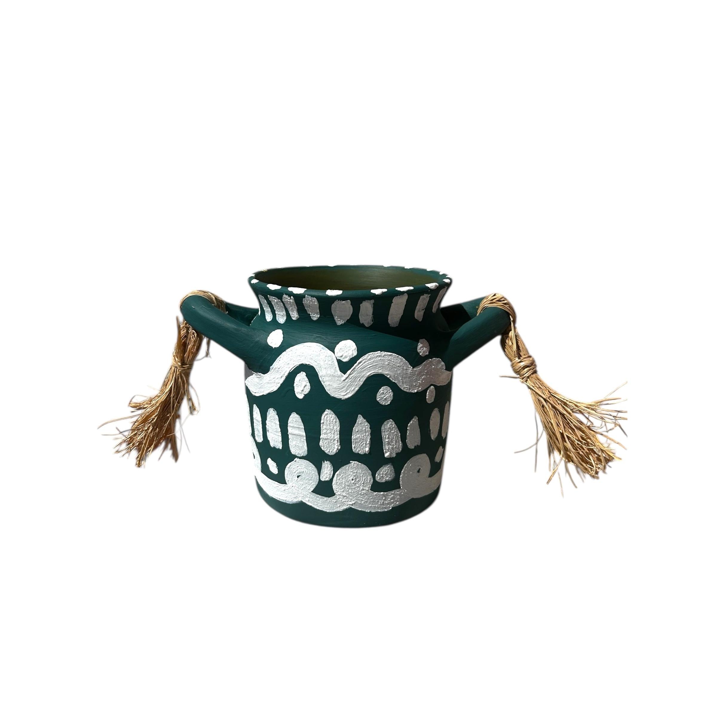 Dokulu Yeşil Seramik Vazo