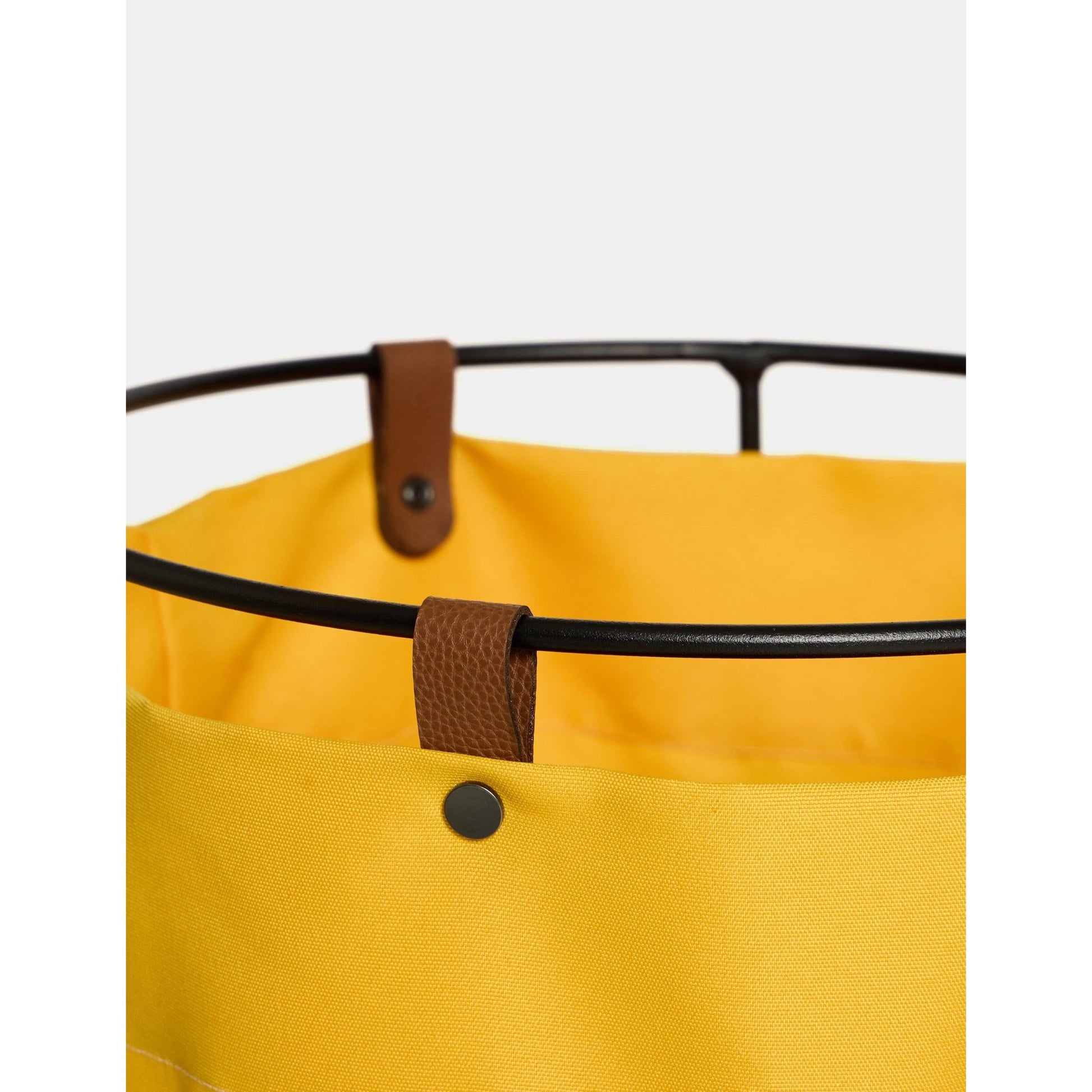 Edda Deri Askılı Metal Gövdeli Retro Çamaşır Sepeti - Sarı