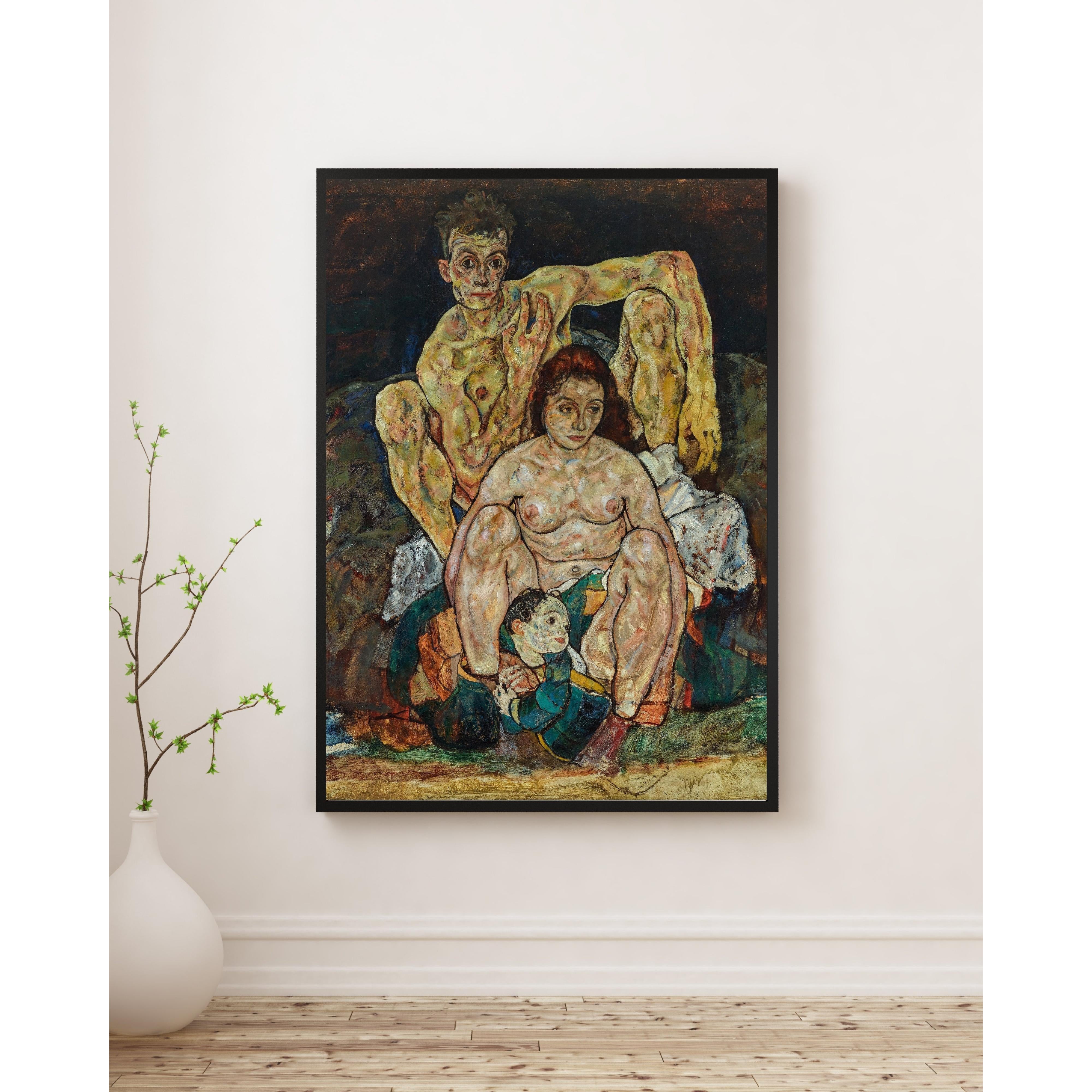 Egon Schiele - Çömelmiş İnsan Çifti Aile Fine Art Baskı