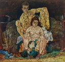 Egon Schiele - Çömelmiş İnsan Çifti Aile Tablo