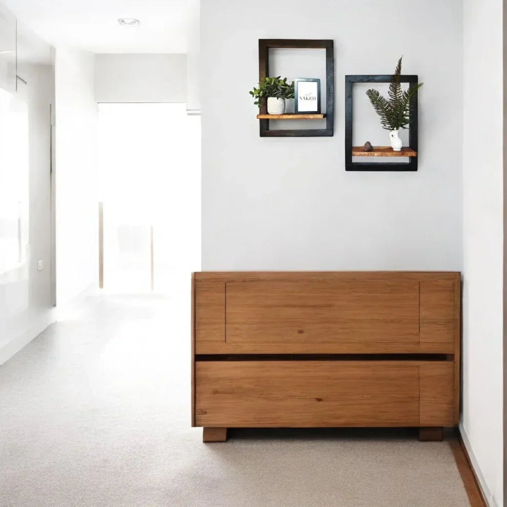 El Yapımı Ahşap Yüzen Raf 2'Li Set