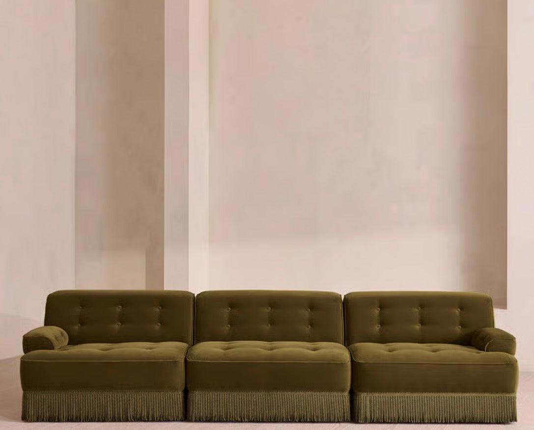 Elena Püsküllü Modüler Kadife Koltuk