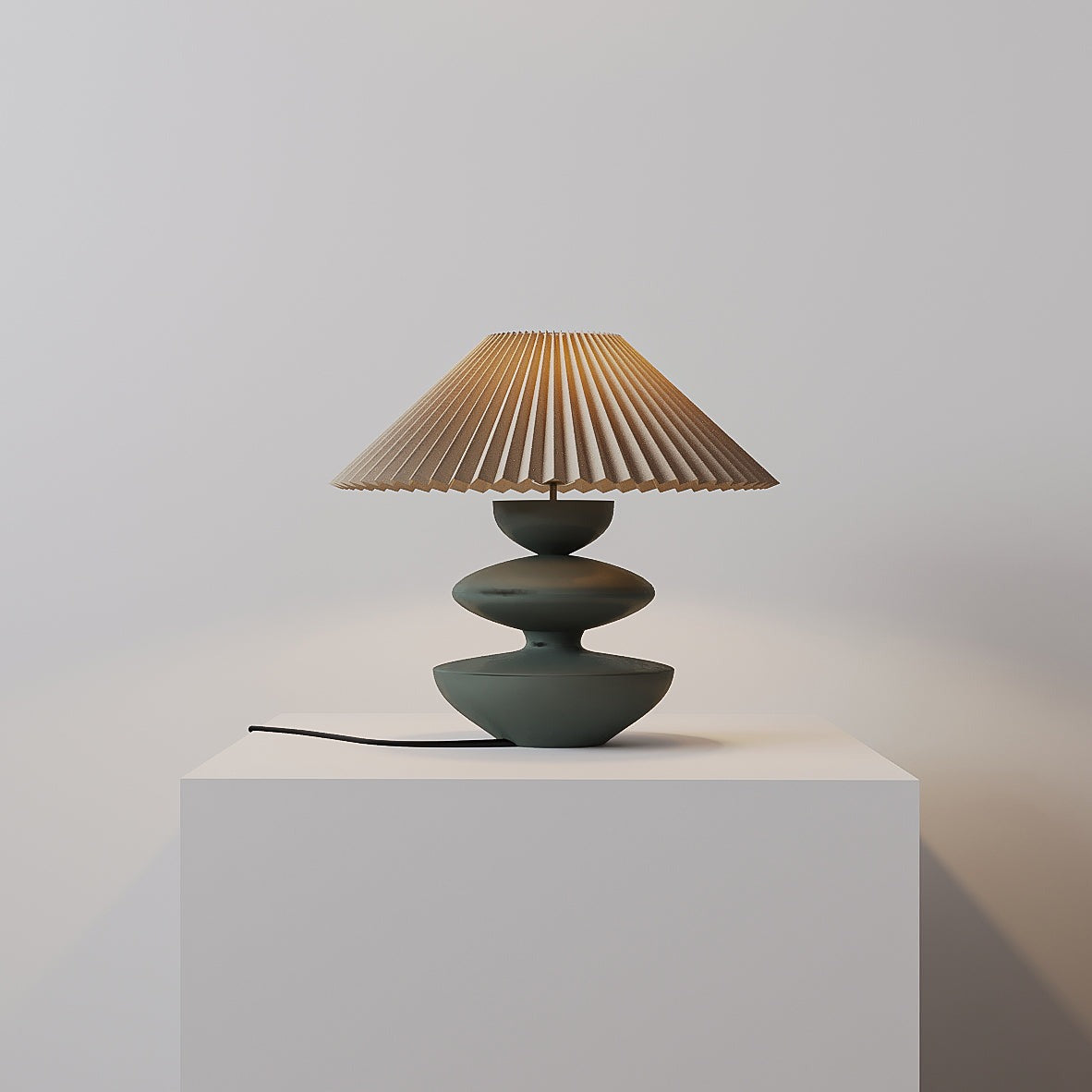 Elly Keten Başlıklı Masif Ahşap Abajur