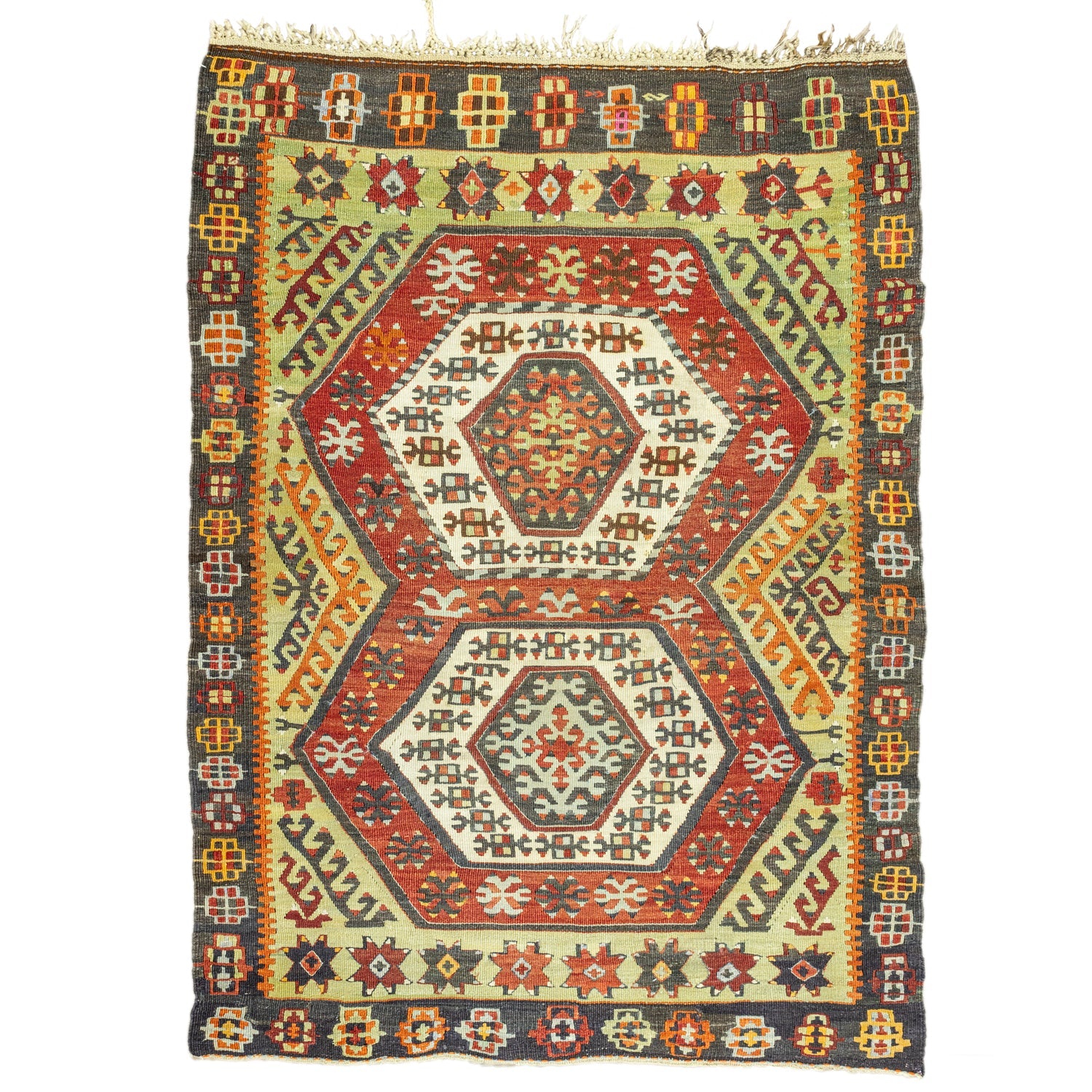 Elnara Geometrik Tasarımlı Yün Kilim 102X145 Cm