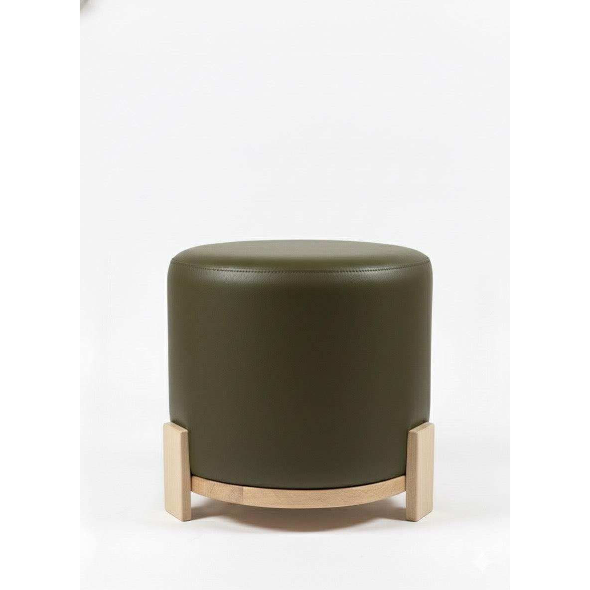 Eres %100 Deri Ahşap Ayaklı Puf