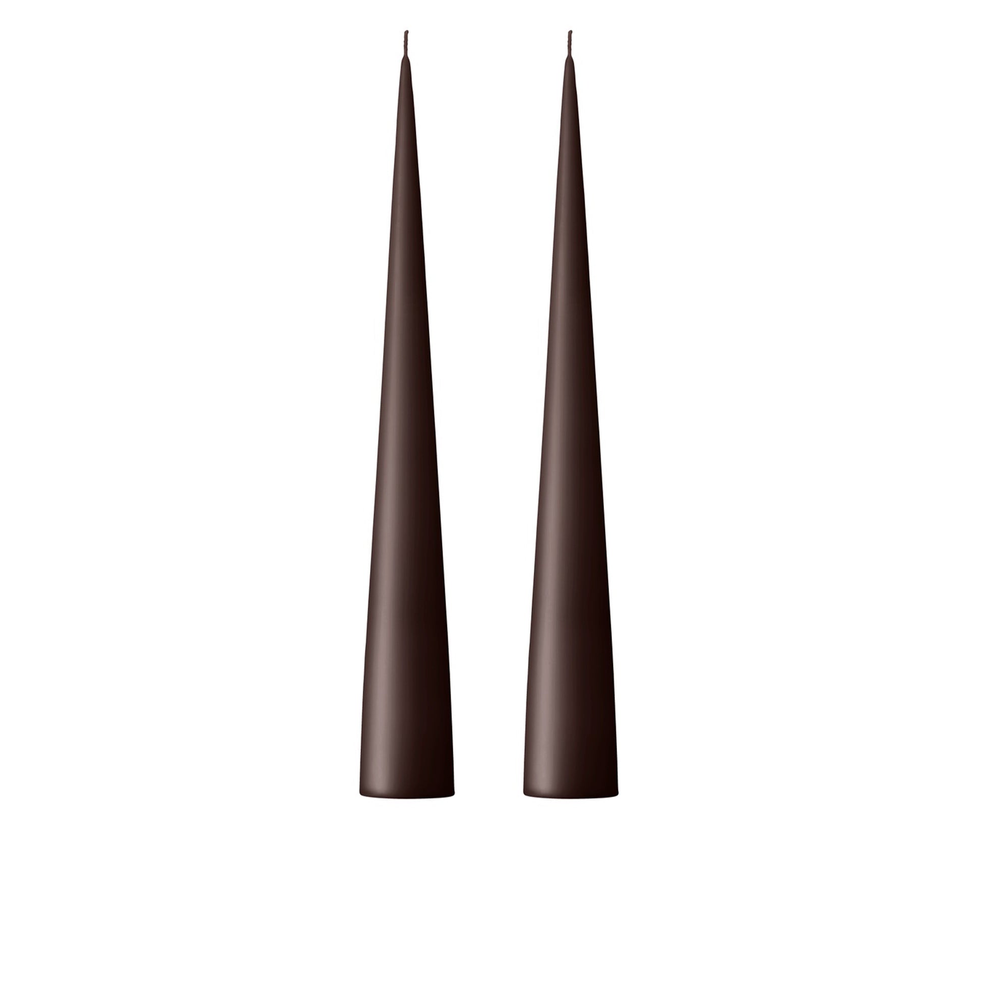 Espresso Kokusuz 2'Li Kalın Konik Mum 37 Cm