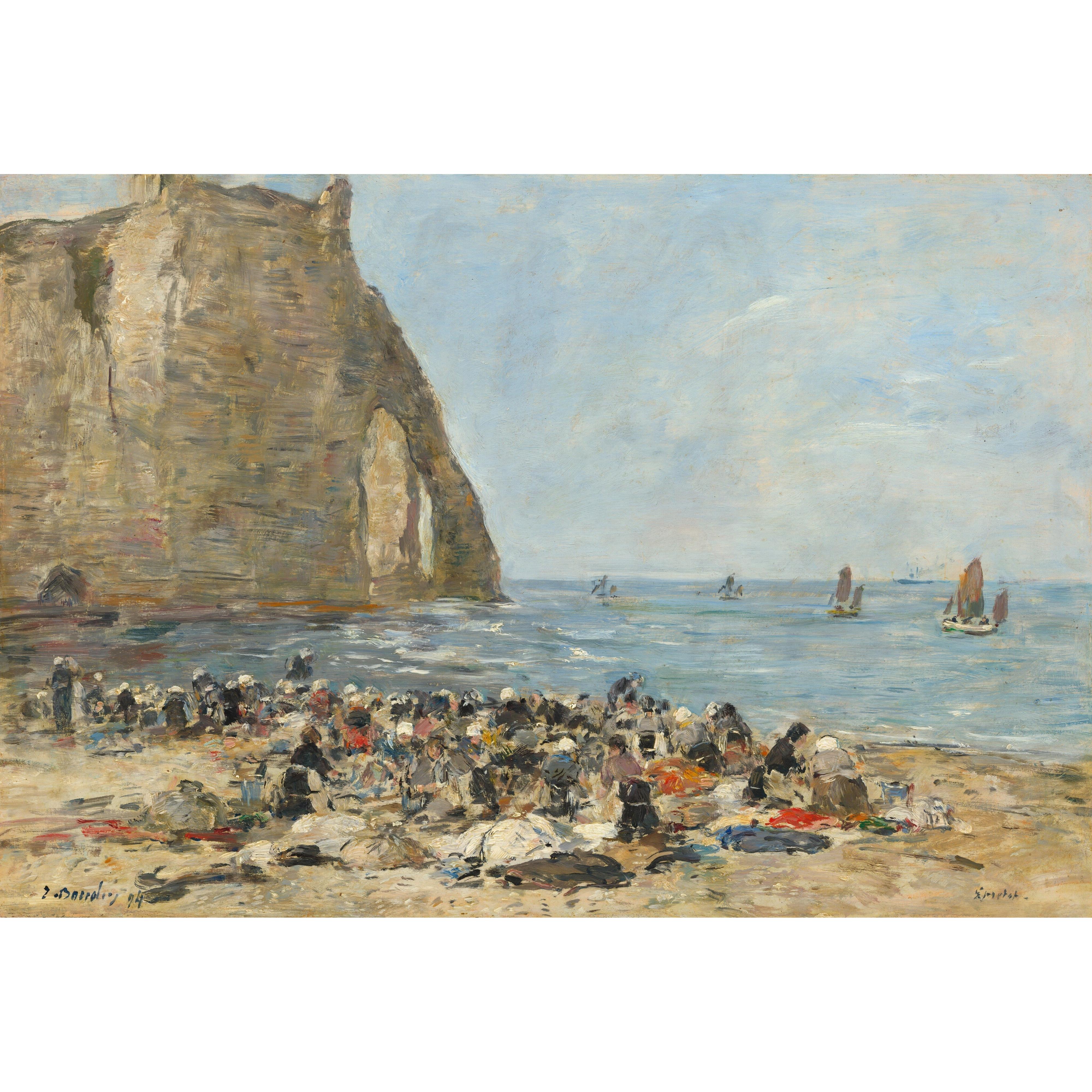 Eugène Boudin - Etretat Sahilinde Çamaşır Yıkayan Kadınlar Fine Art Baskı