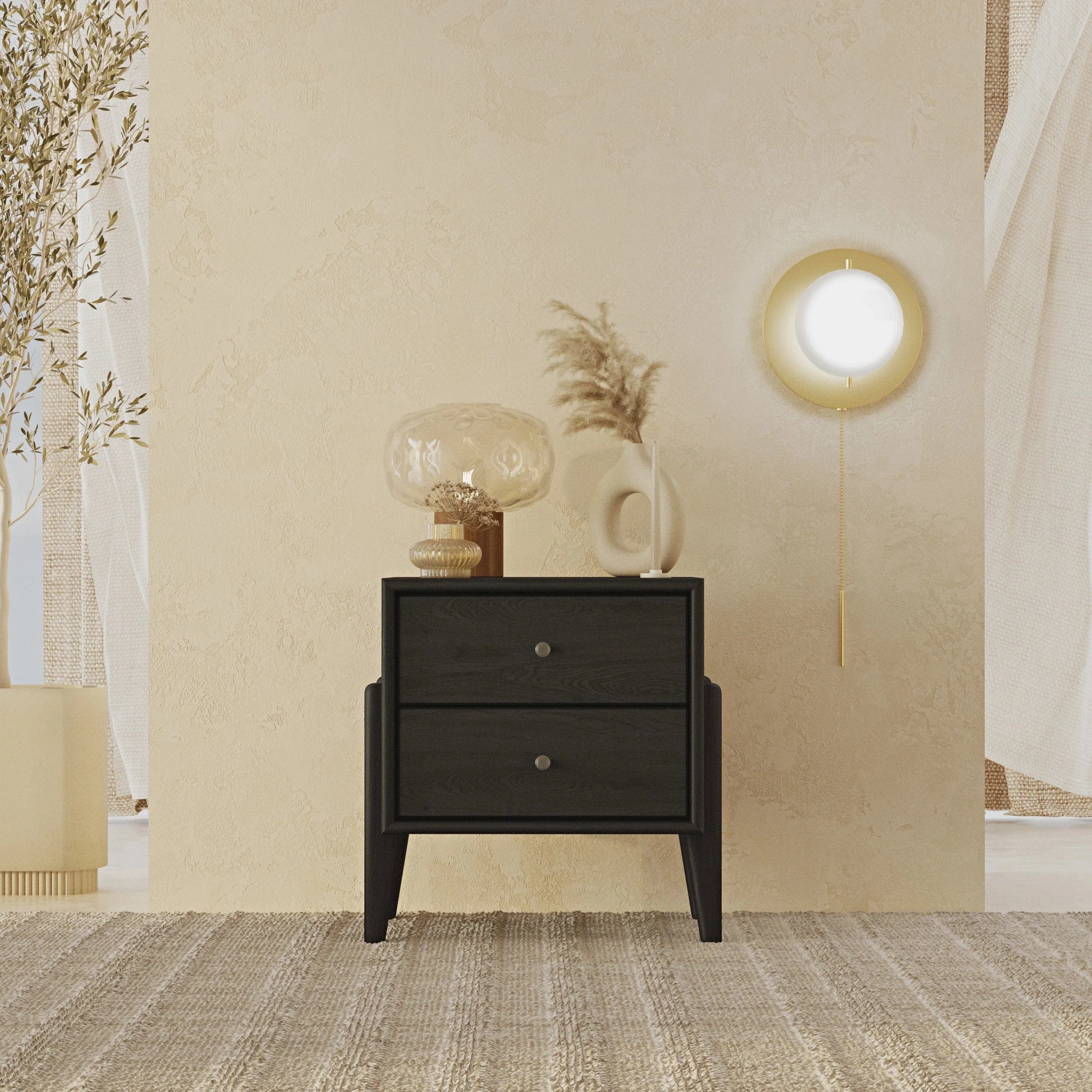 Fil Siyah 2 Çekmeceli Komodin