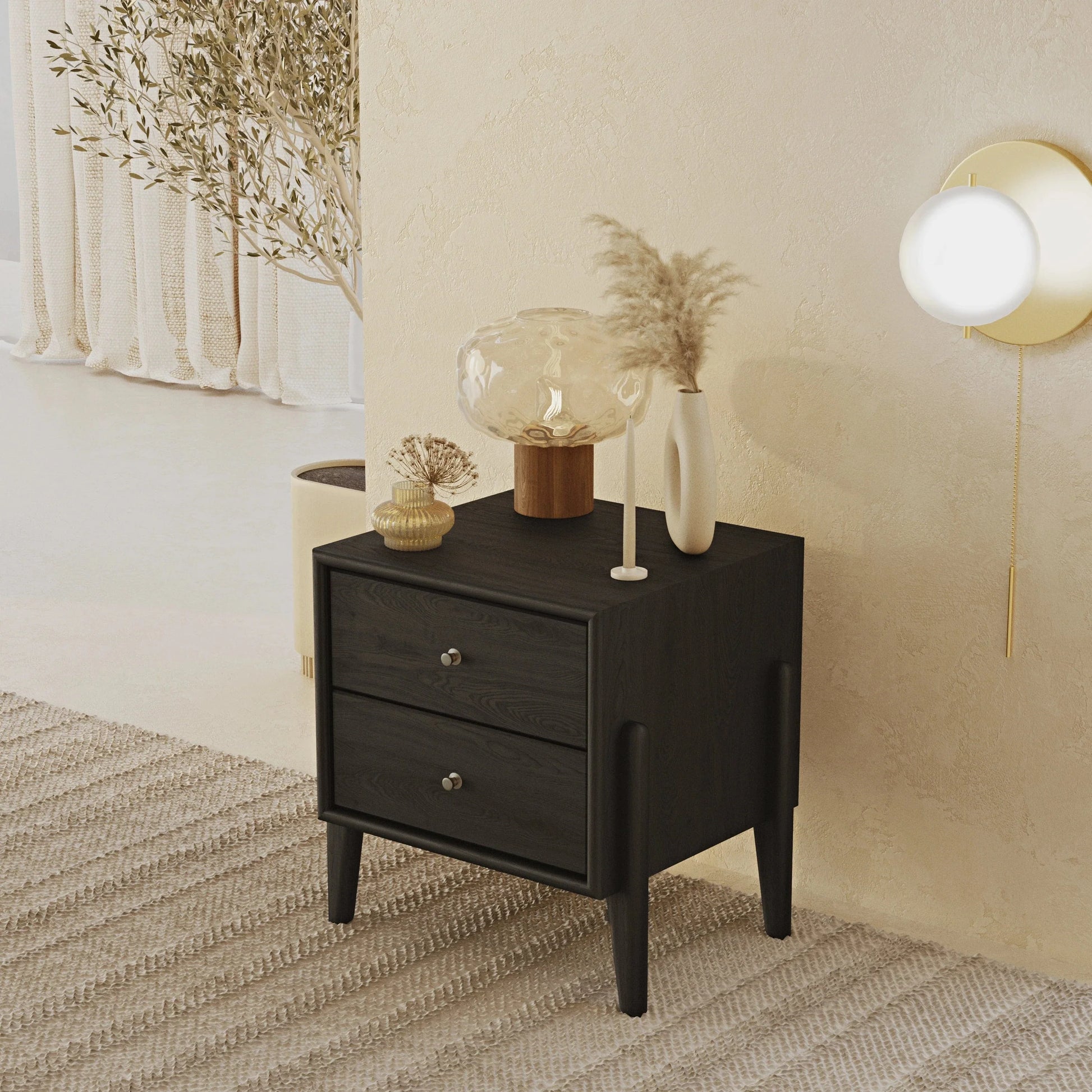 Fil Siyah 2 Çekmeceli Komodin