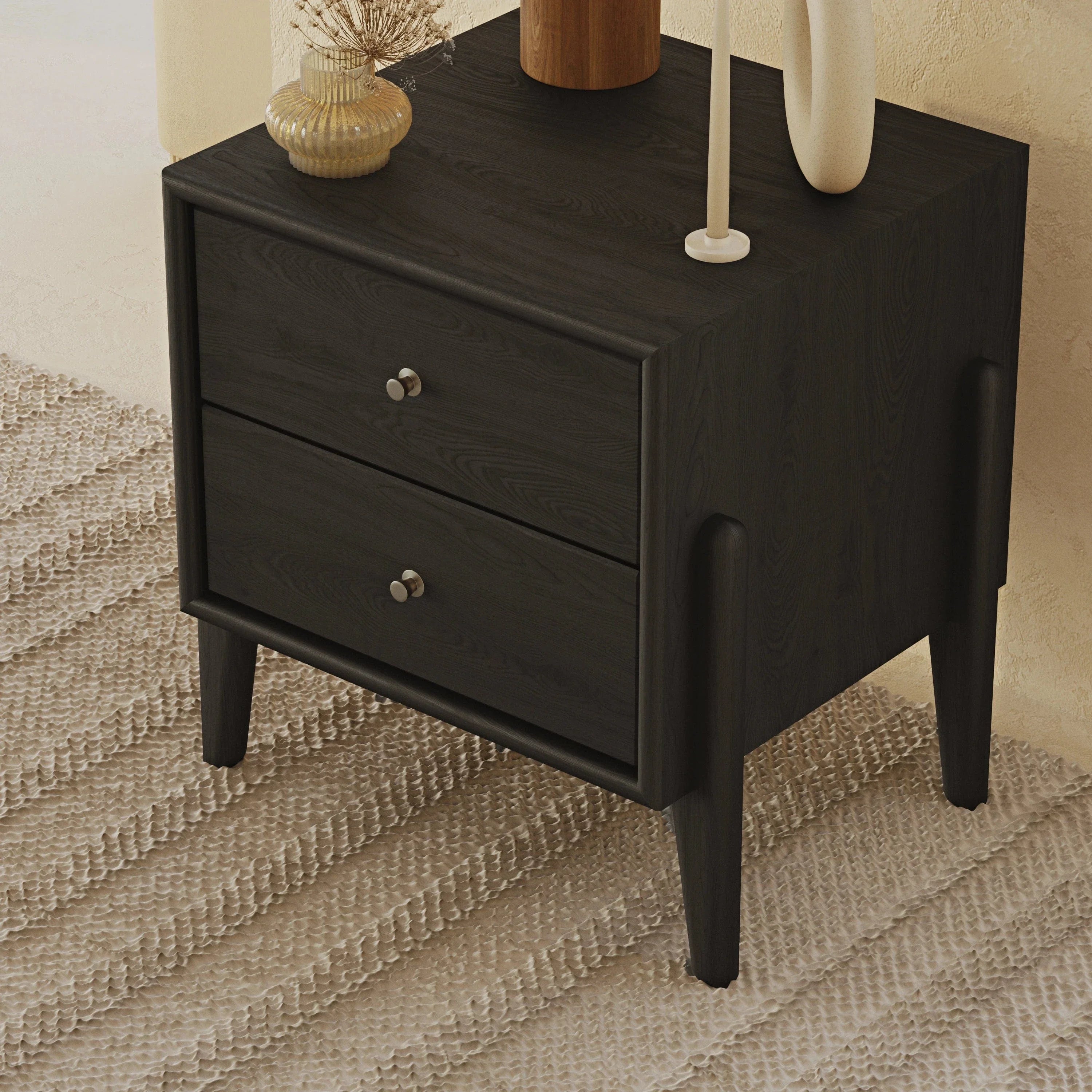 Fil Siyah 2 Çekmeceli Komodin