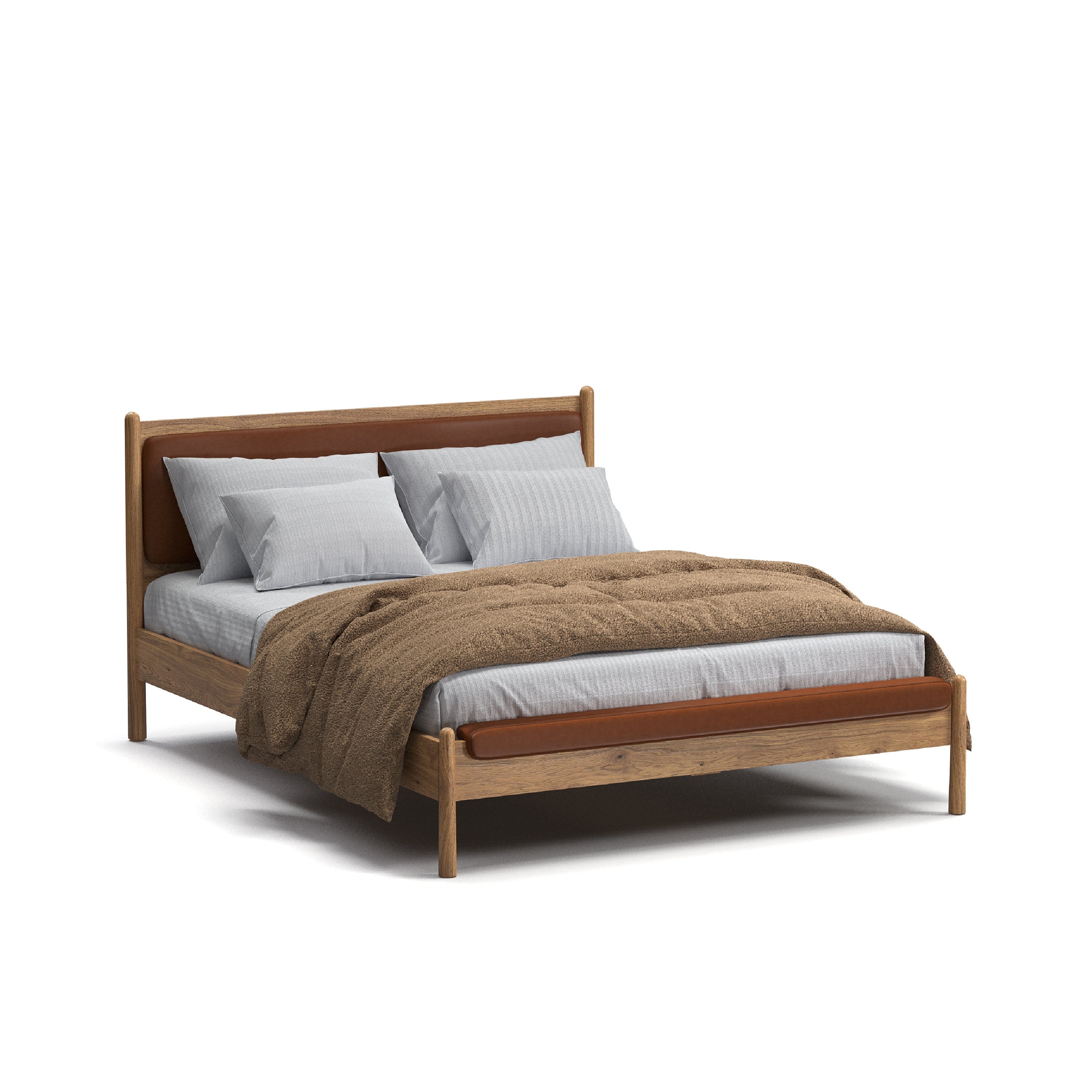 Finn Meşe Karyola 180X200 Deri