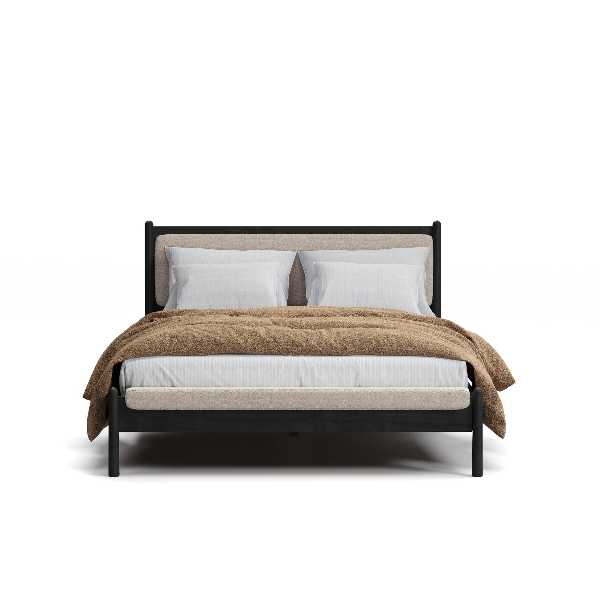 Finn Siyah Karyola 160X200 Bukle Keten