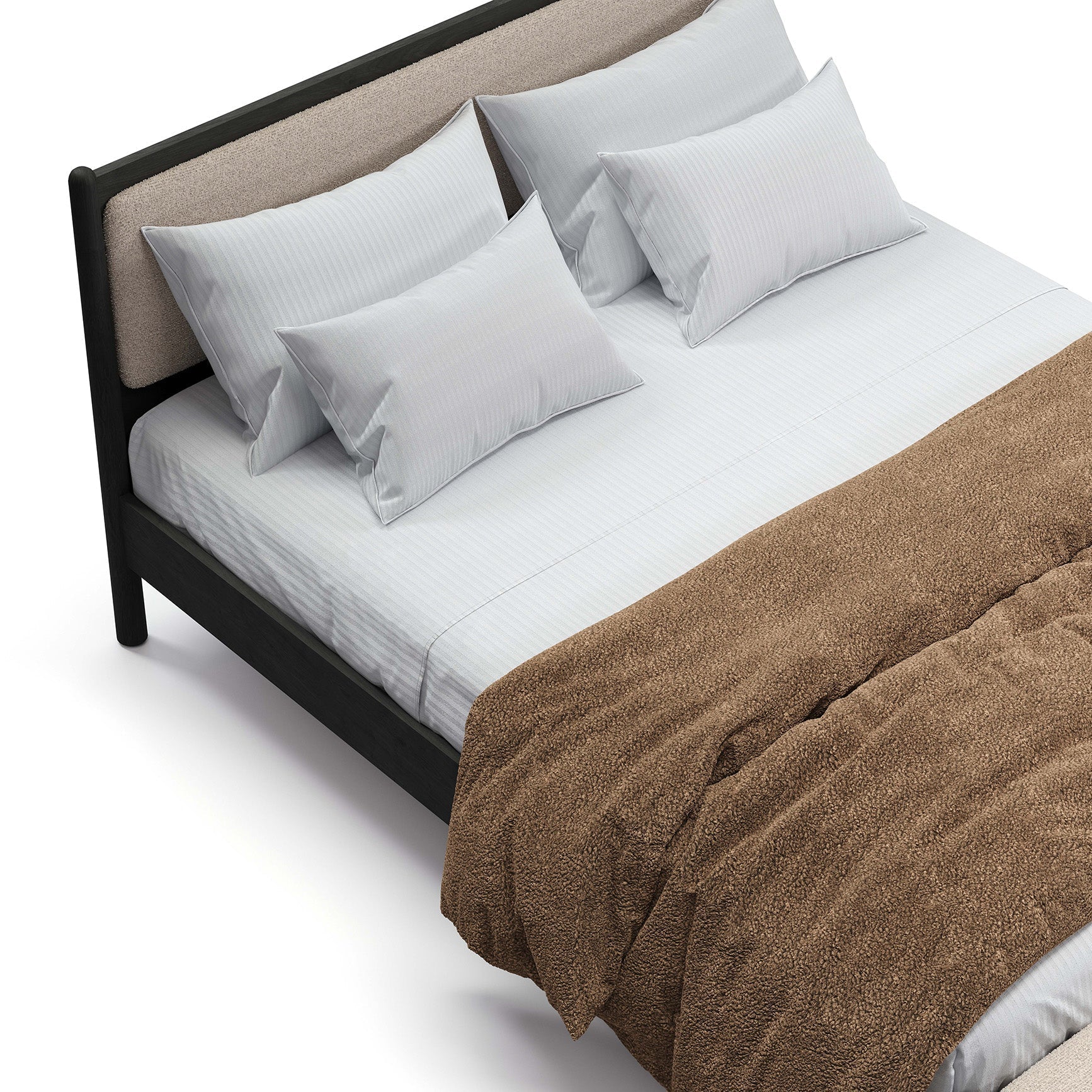 Finn Siyah Karyola 160X200 Bukle Keten