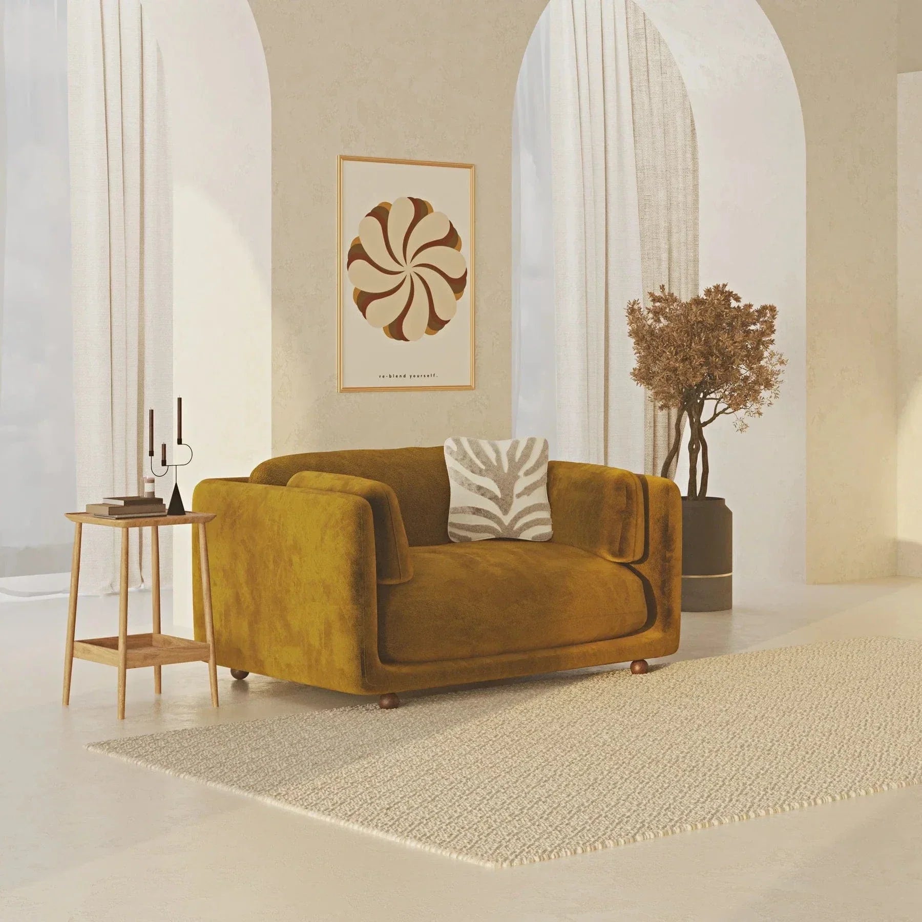 Flam Loveseat Koltuk Kadife