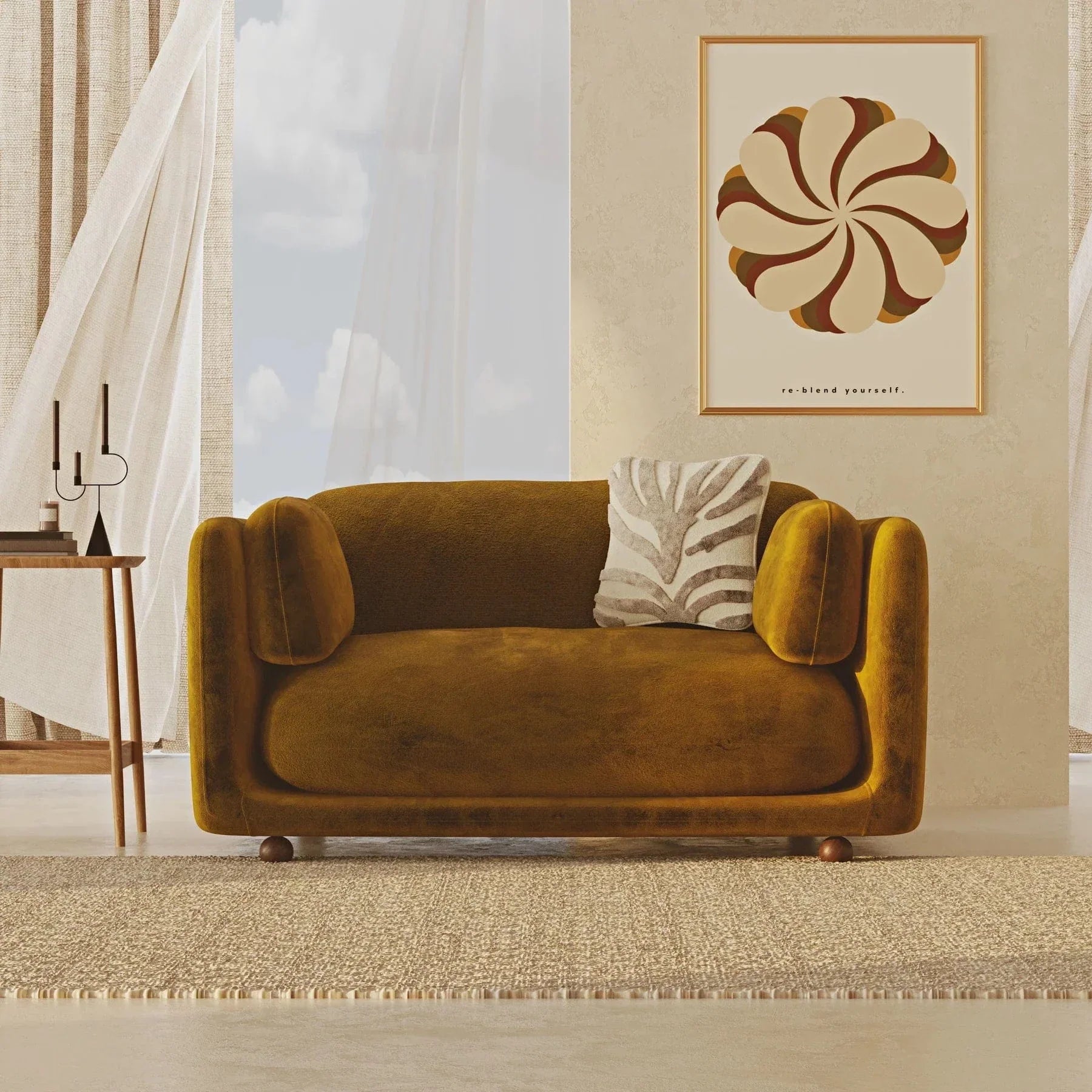 Flam Loveseat Koltuk Kadife