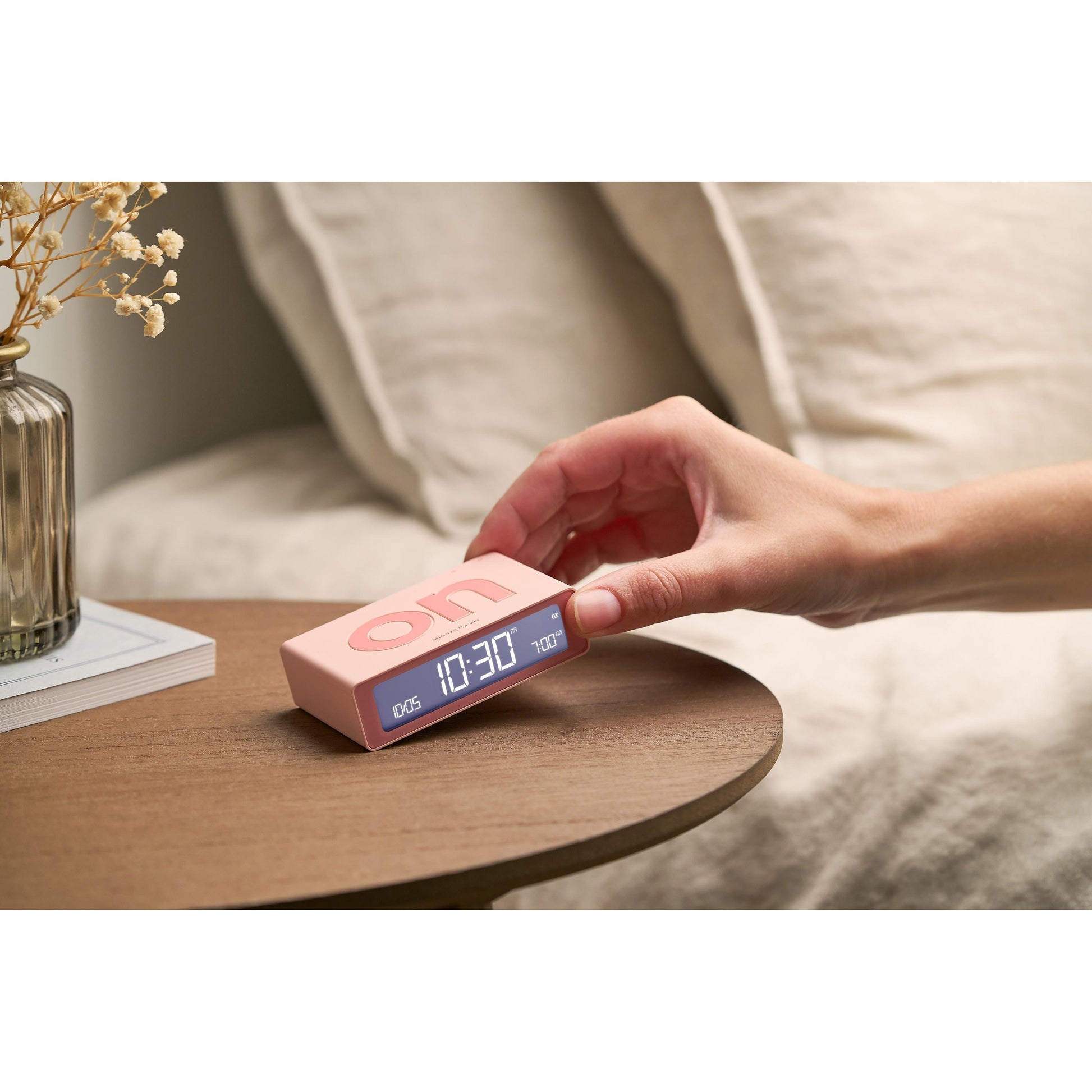 Flip Mini Şarj Edilebilir Alarm Saat Pembe