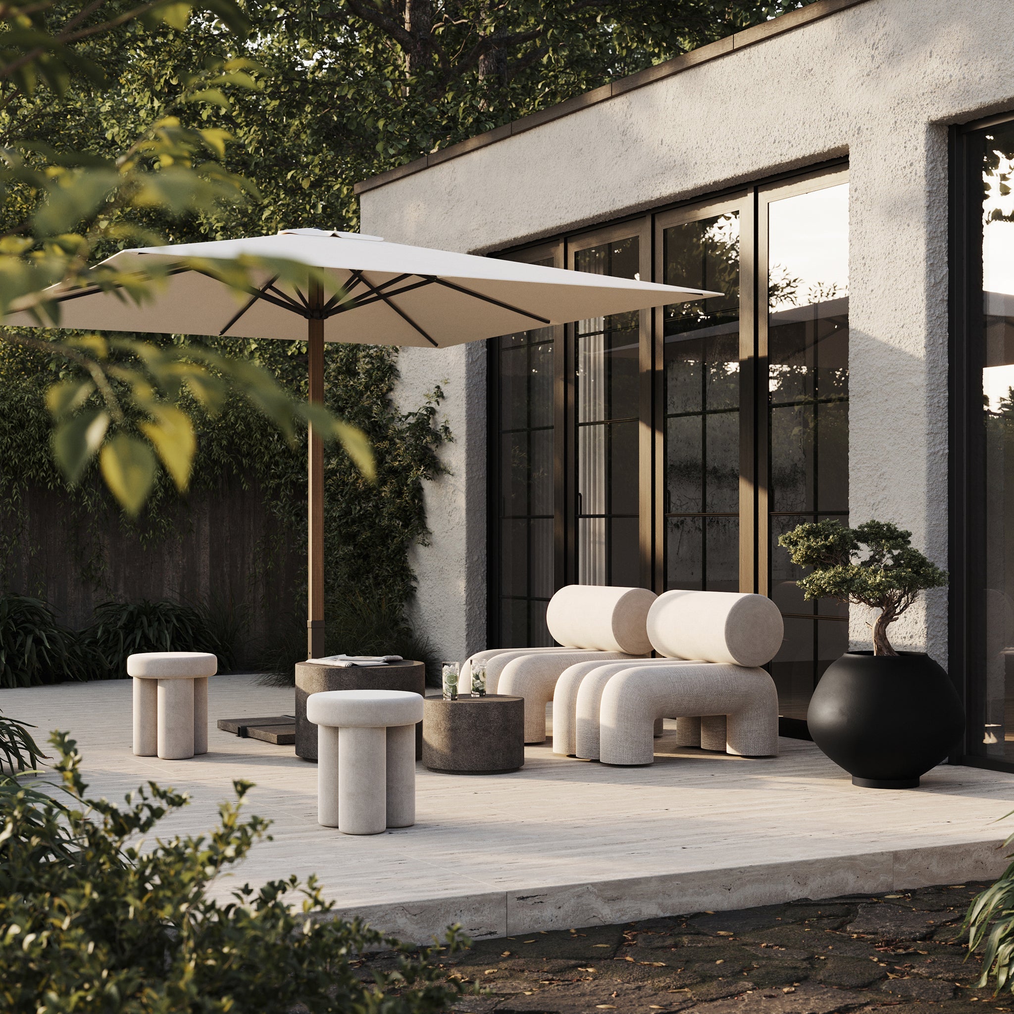 Foku Beyaz Bukle Kolsuz Kumaş Tekli Koltuk