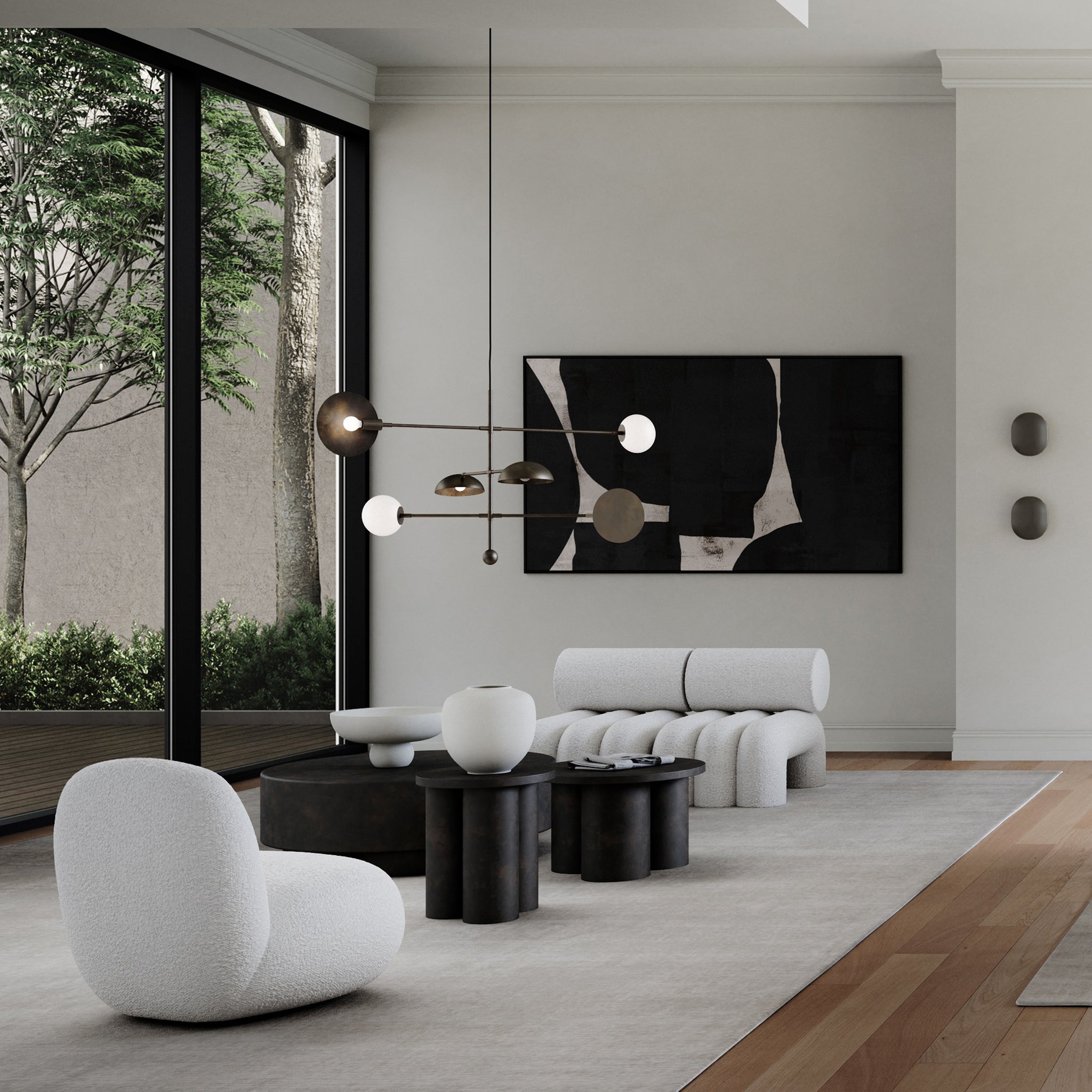 Foku Beyaz Bukle Kolsuz Kumaş Tekli Koltuk