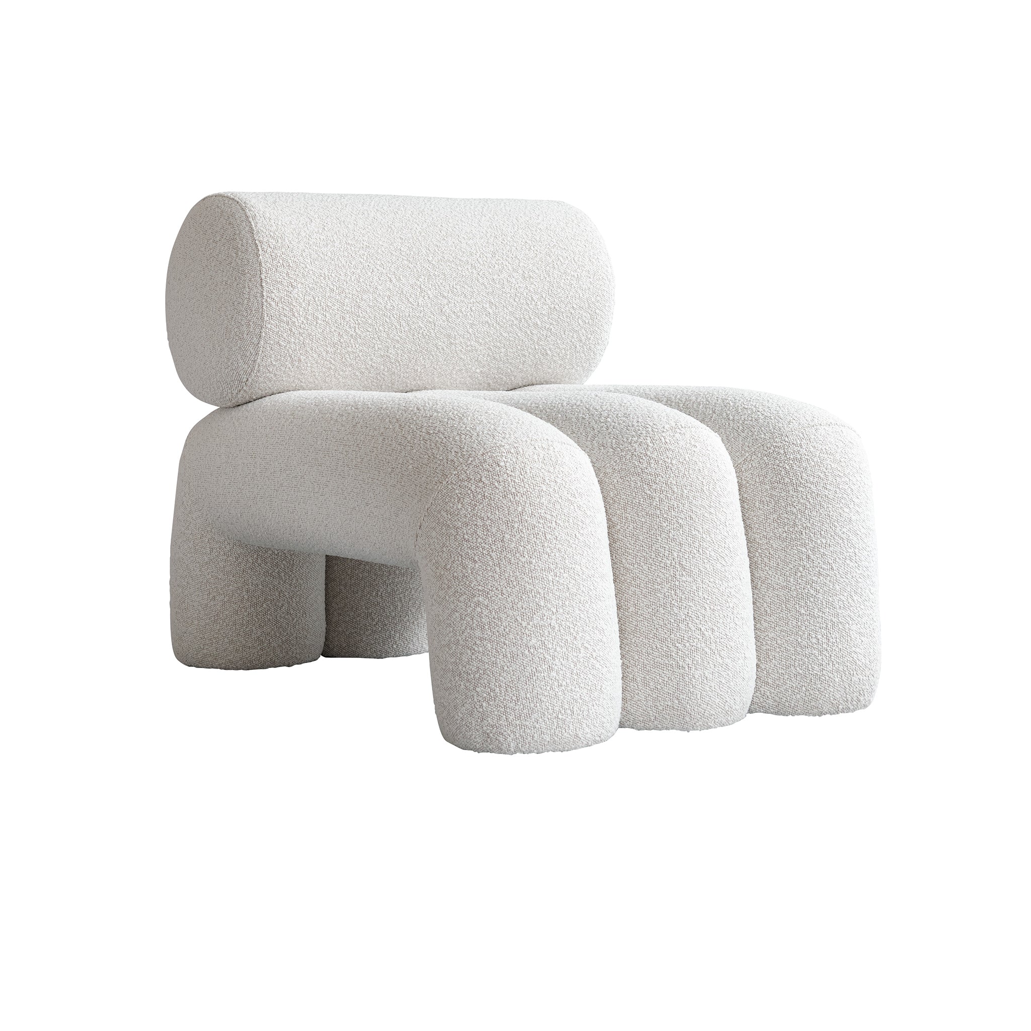 Foku Beyaz Bukle Kolsuz Kumaş Tekli Koltuk