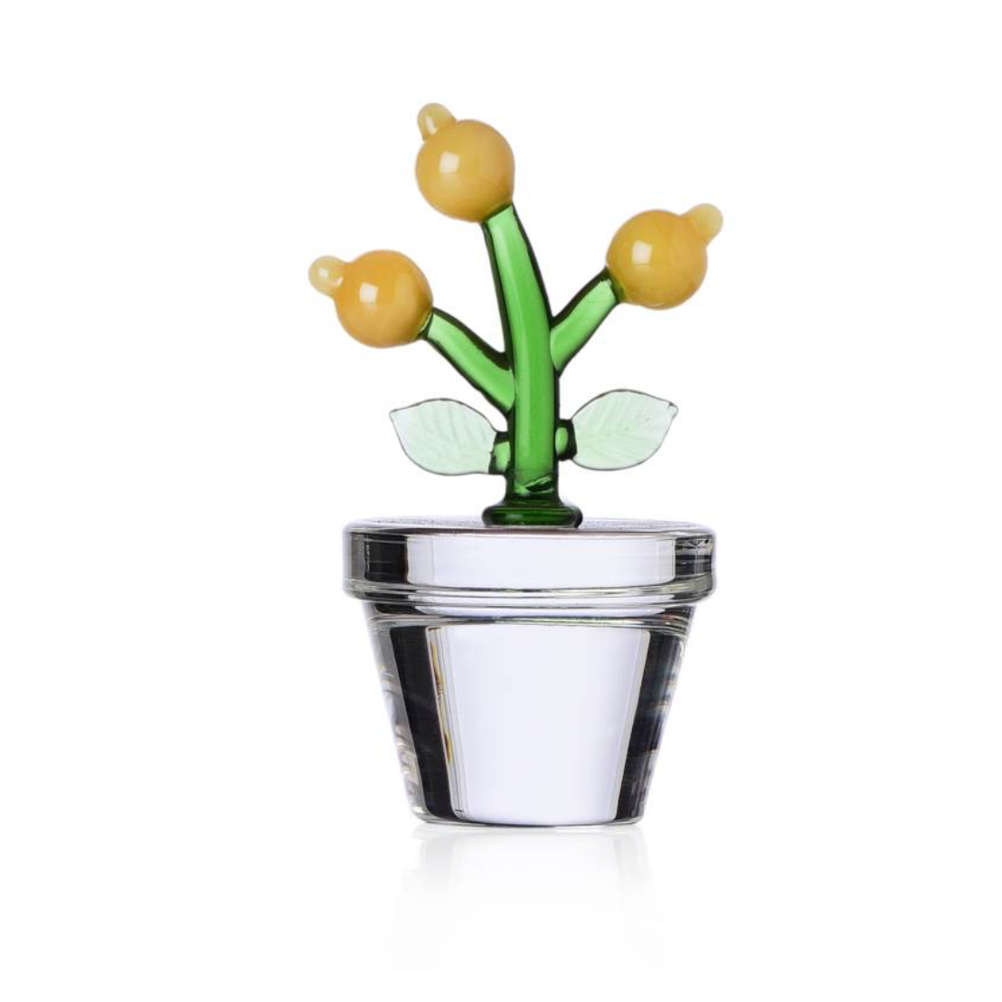 Fruits & Flowers No:15 Sarı Çiçek Figürlü Dekoratif Cam Obje 10Cm