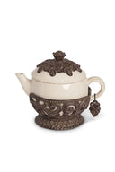 Acanthus Krem Rengi Seramik Çaydanlık