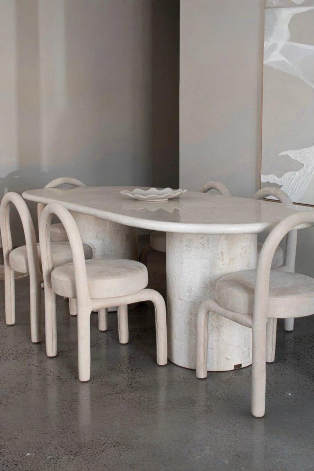 George-Traverten 2 Silindir Ayak Yemek Masası